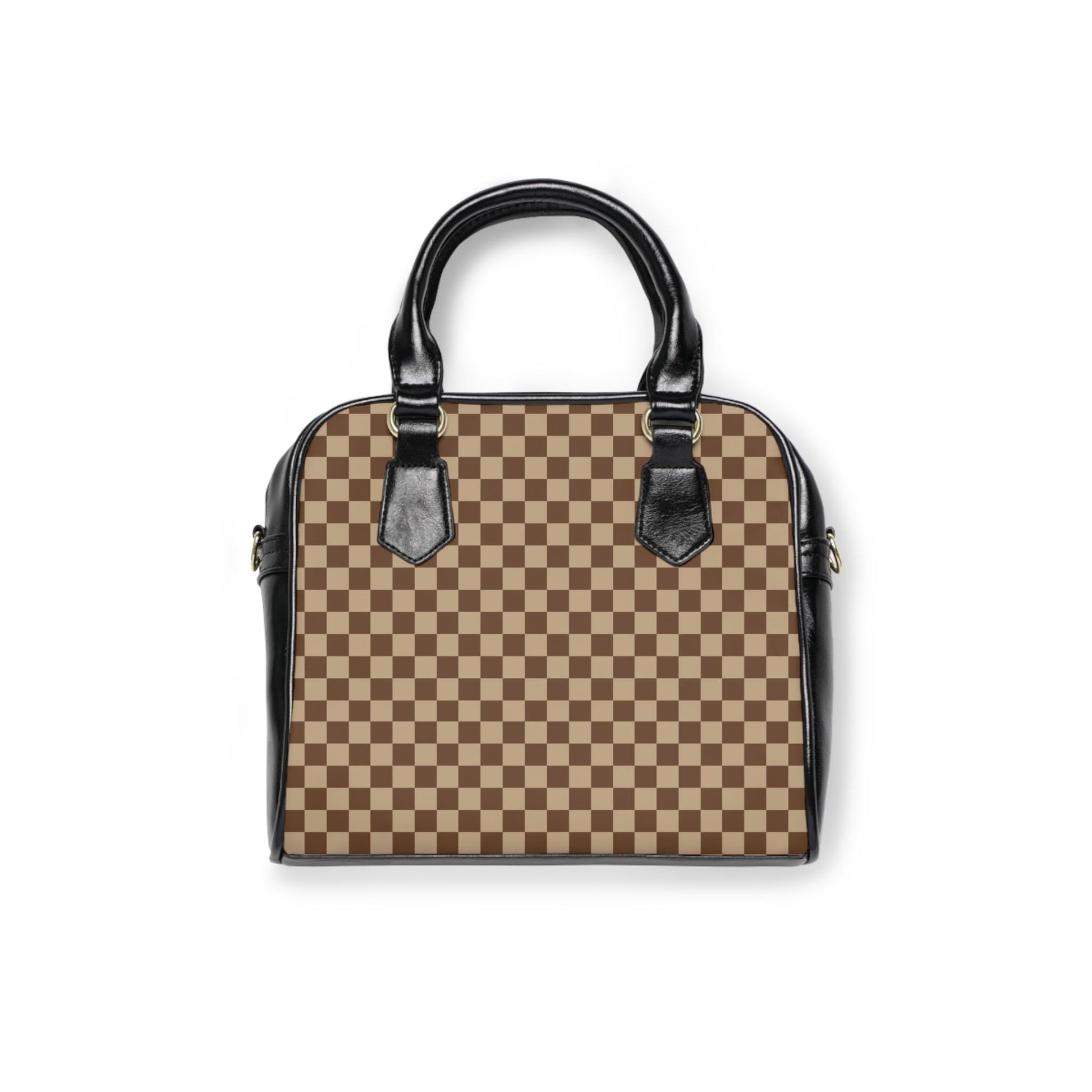 Brown Checkered Shoulder Handbag Checkered Purse Brown and Tan Handbag Checkered Shoulder Bag Bowler Bag. Purchase Before Inventory Runs out! - A Kingdom Lifestyle