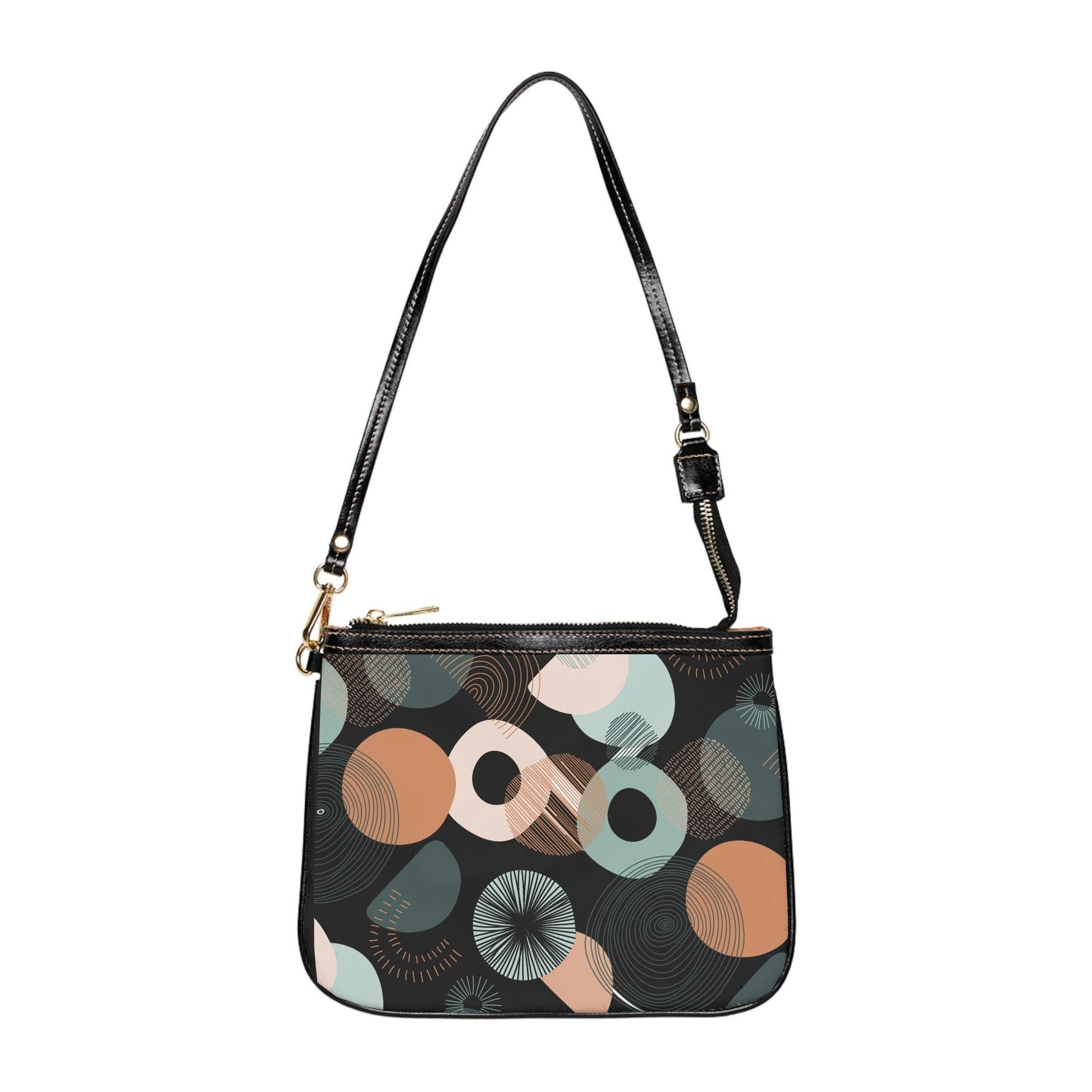 Circle Graphic Small Shoulder Bag Circle Graphic PU Leather Shoulder Bag Circle Pattern Purse Trendy Handbag Waterproof PU Leather Handbag - A Kingdom Lifestyle