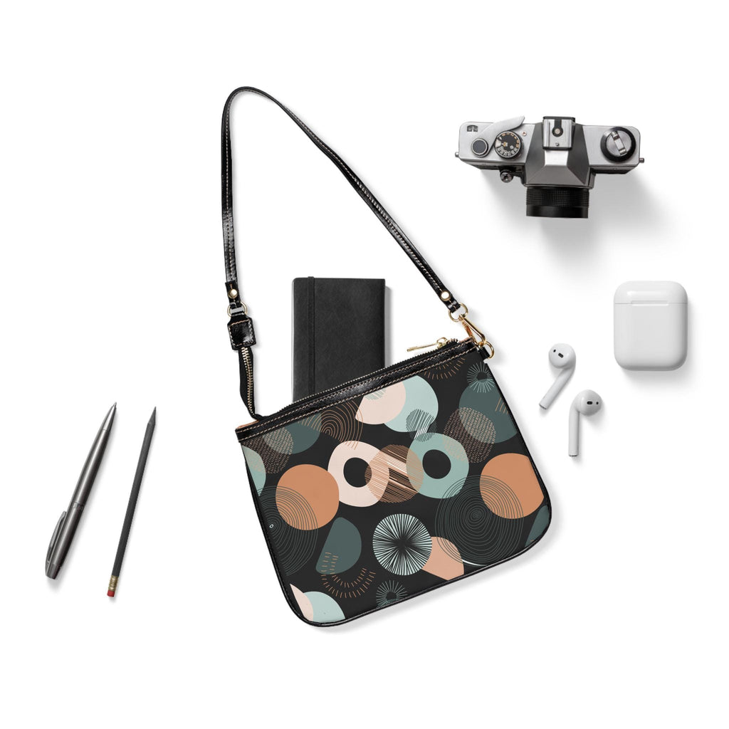 Circle Graphic Small Shoulder Bag Circle Graphic PU Leather Shoulder Bag Circle Pattern Purse Trendy Handbag Waterproof PU Leather Handbag - A Kingdom Lifestyle