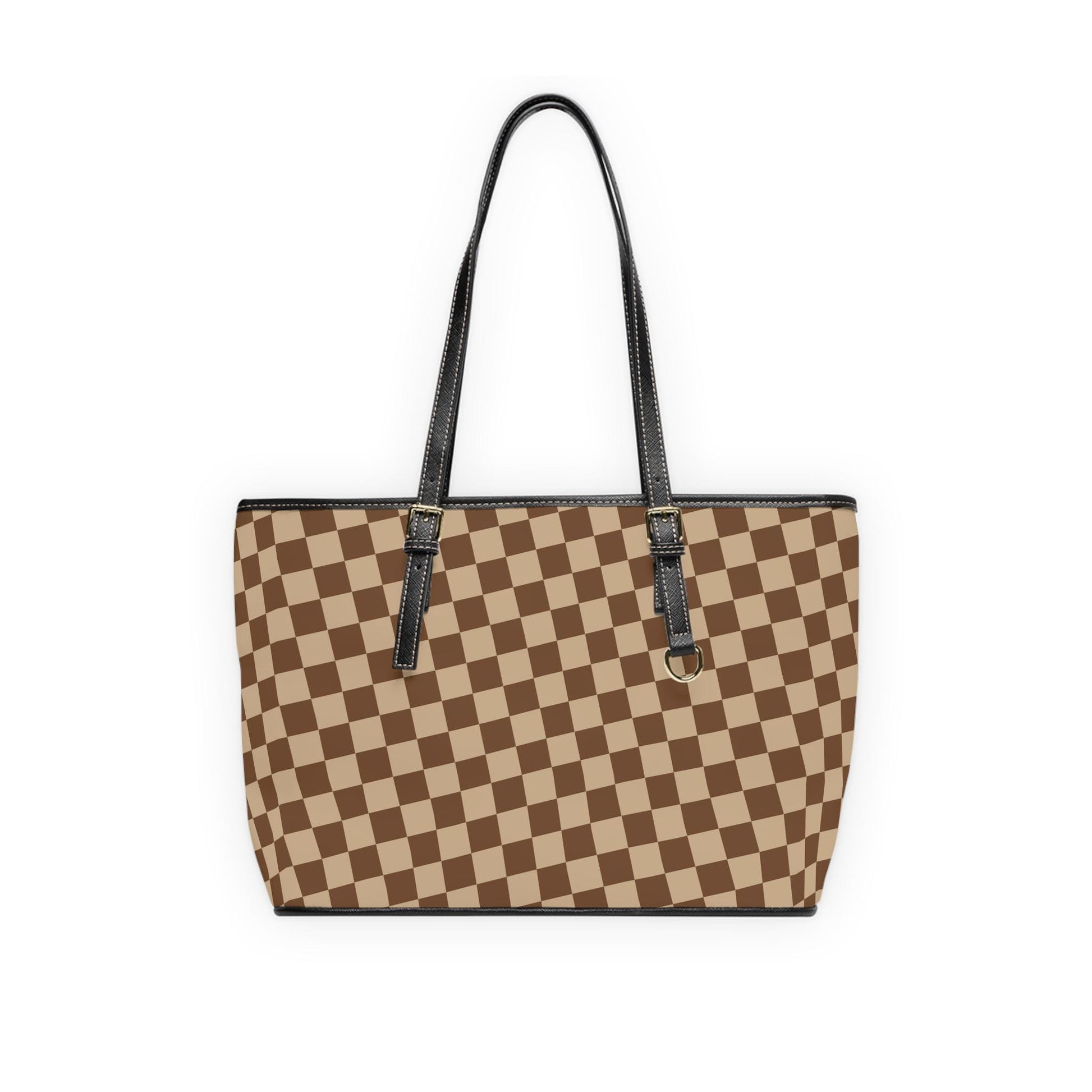 Brown Checkered  PU Leather Shoulder Bag Checkered Purse Trendy Handbag Waterproof PU Leather Handbag Shoulder bag - A Kingdom Lifestyle