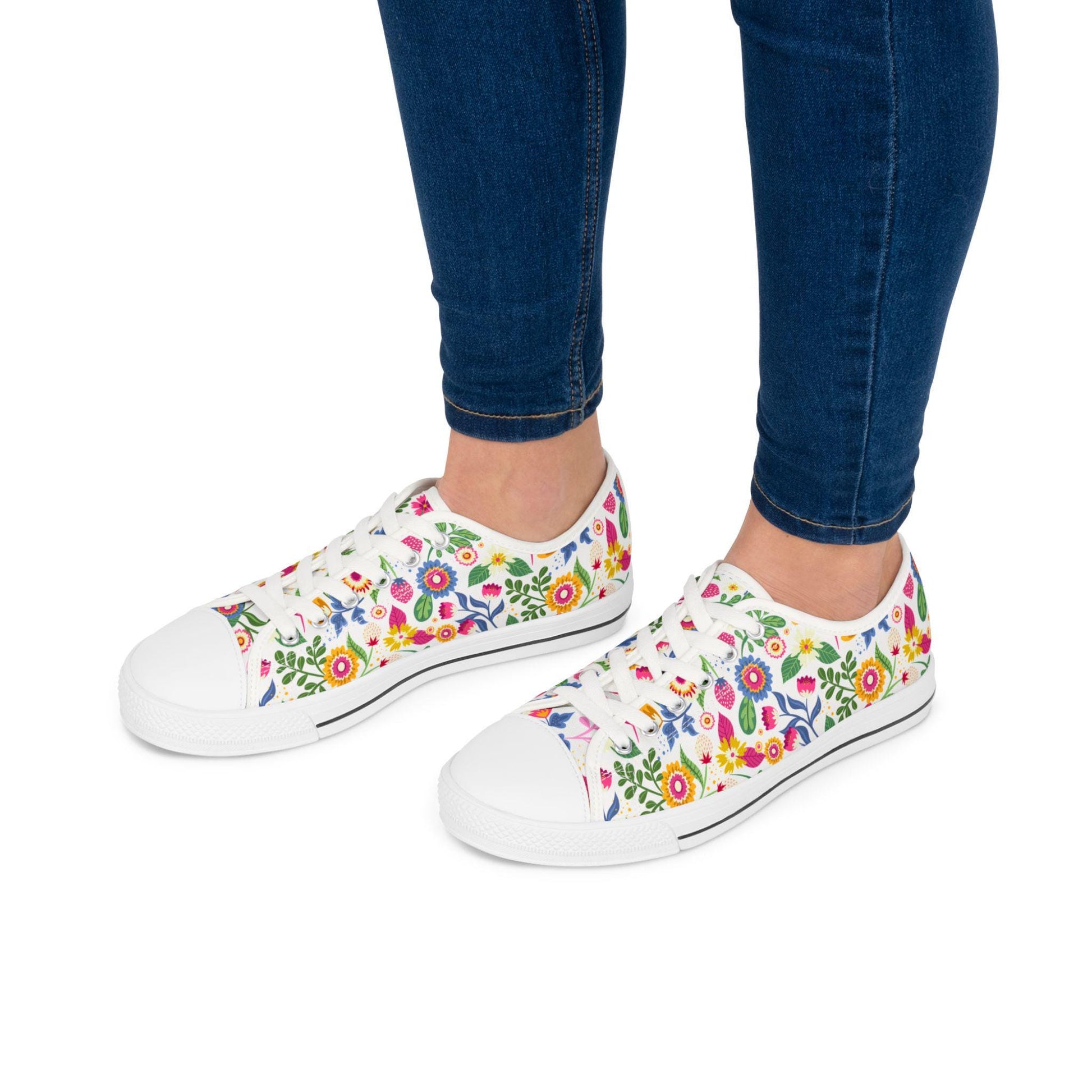 Spring Is In The Air! Women's Designer Floral Sneakers Women's Low Top Sneakers Gift For Womens Converse Sneakers Low Top Sneakers Canvas Lace Up Girls. Limited stock available. - A Kingdom Lifestyle