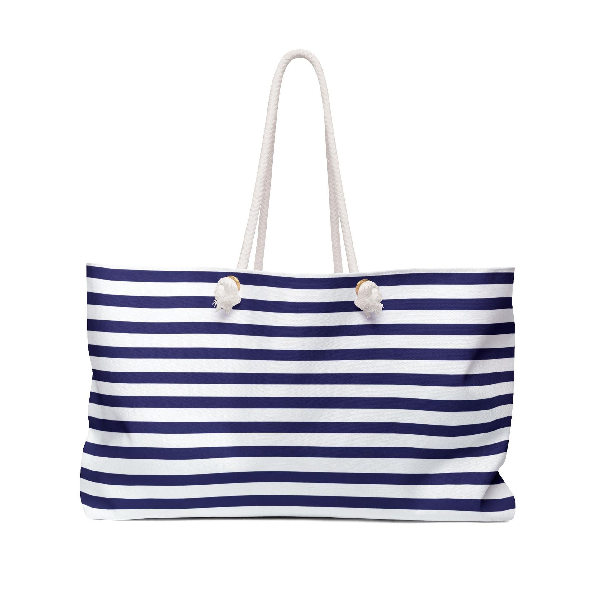 Nautical Blue Striped Weekender Bag Weekender Tote Bag Oversized Bag Lined Beach Tote Lake Trip Bag Travel Great Vacation Spring Break Bag - A Kingdom Lifestyle