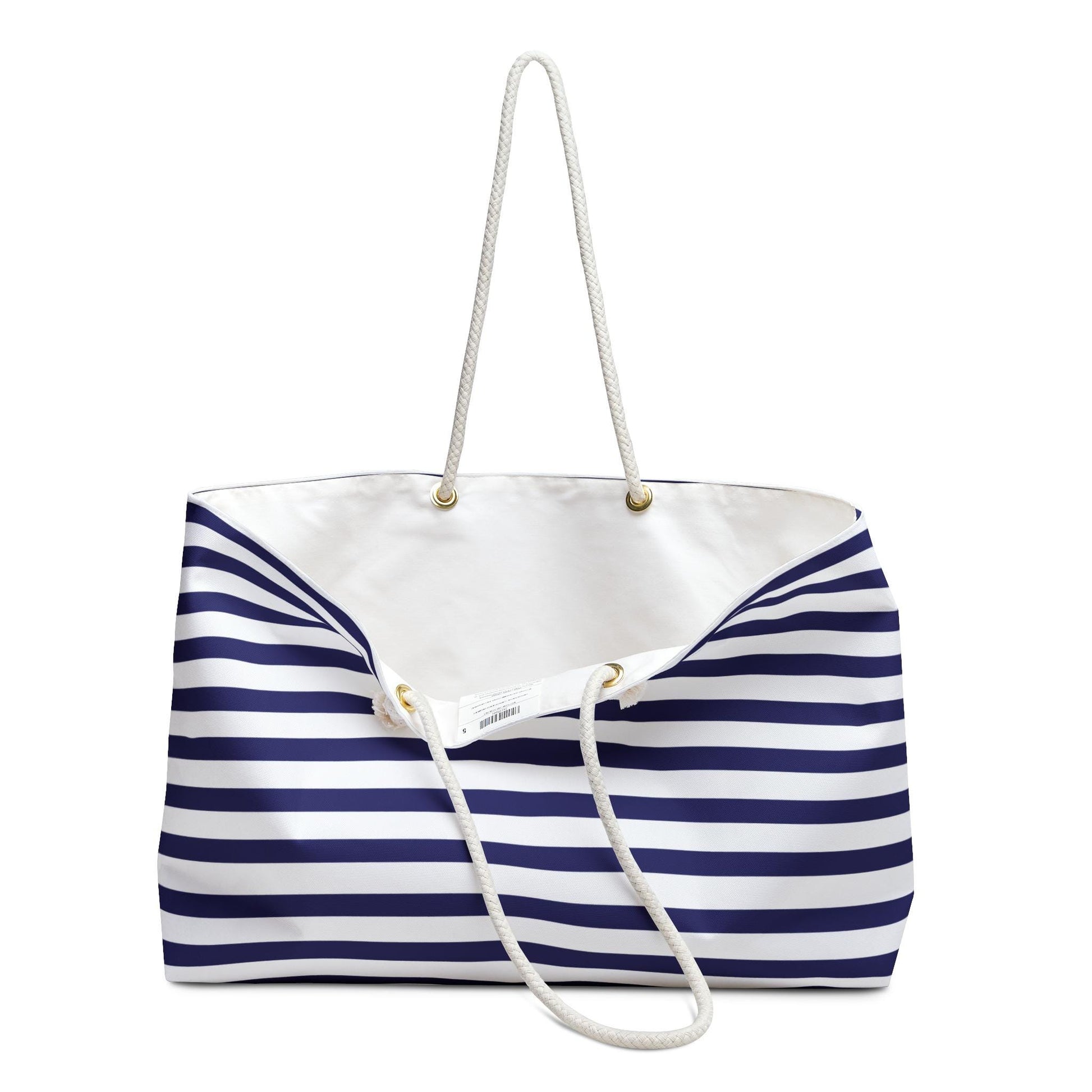 Nautical Blue Striped Weekender Bag Weekender Tote Bag Oversized Bag Lined Beach Tote Lake Trip Bag Travel Great Vacation Spring Break Bag - A Kingdom Lifestyle
