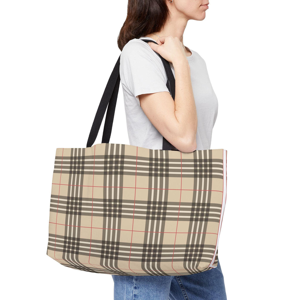 Plaid Weekender Bag Weekender Tote Bag Oversized Bag Lined Beach Tote Lake Trip Bag Travel Great Vacation Spring Break Bag - A Kingdom Lifestyle