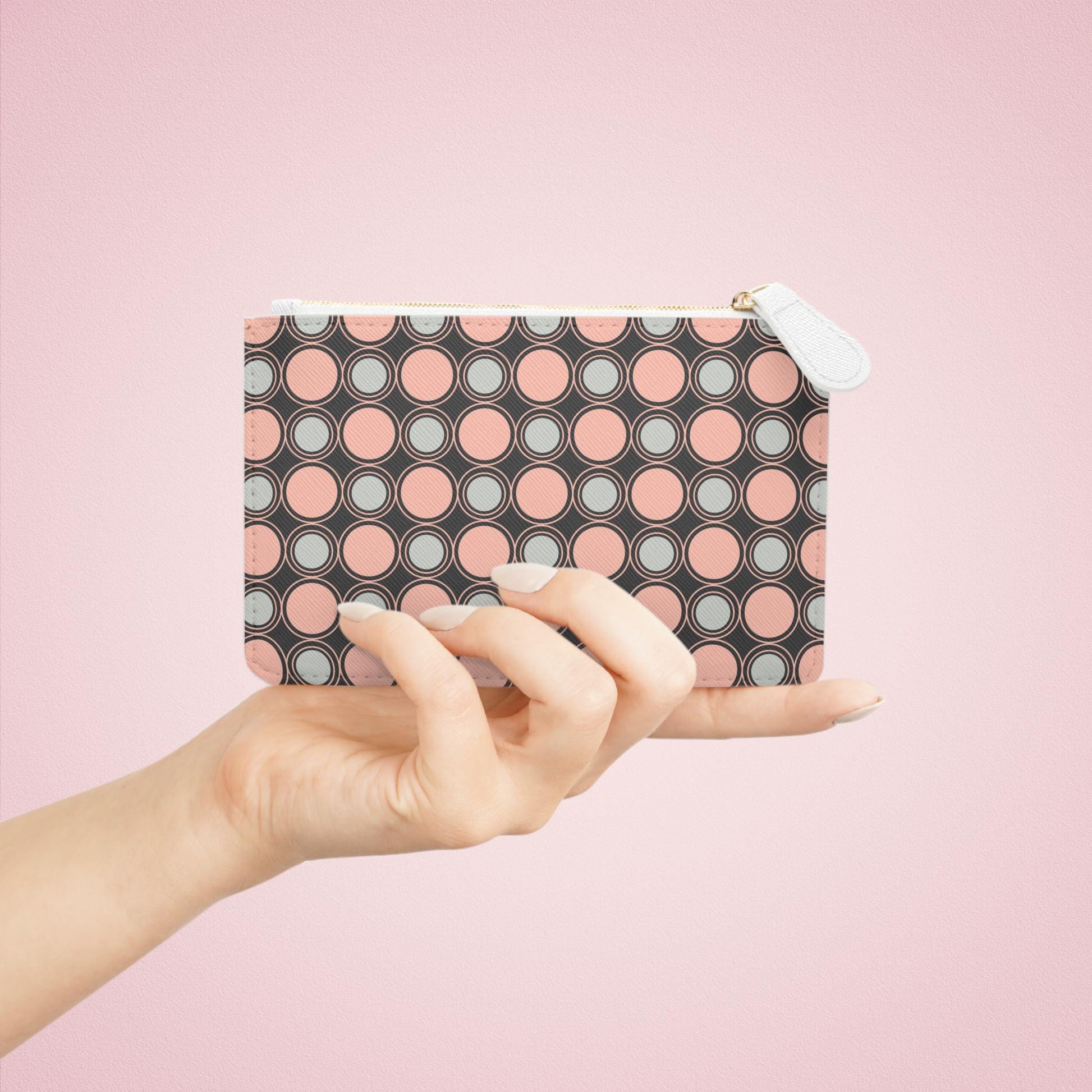 Circle Print Mini Clutch Bag Circle Pattern Makeup Bag Makeup Pouch Cosmetic Bag Toiletry Bag Coin Purse Gift for Her Best Friend Gift - A Kingdom Lifestyle