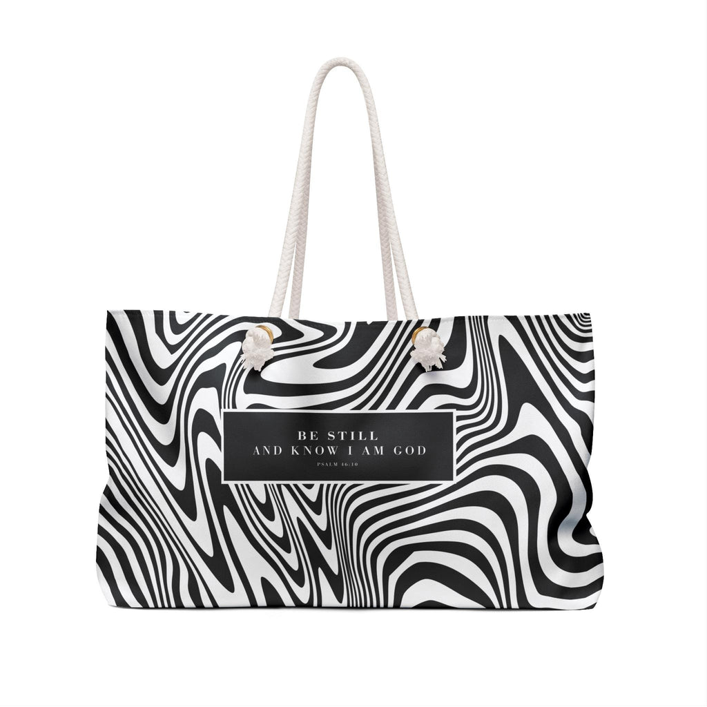 Bold Black and White Zebra Print Weekender Bag, Stylish Weekender Tote Bag, Modern Graphic Design Weekender Tote, Beach Bag, Purse - A Kingdom Lifestyle