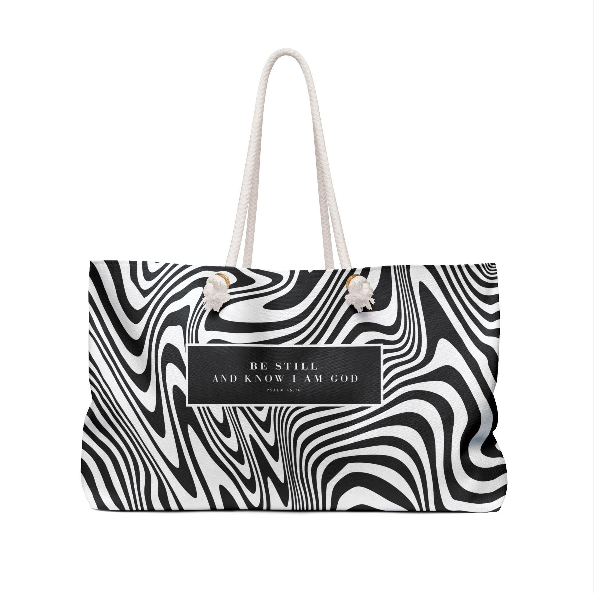 Bold Black and White Zebra Print Weekender Bag, Stylish Weekender Tote Bag, Modern Graphic Design Weekender Tote, Beach Bag, Purse - A Kingdom Lifestyle