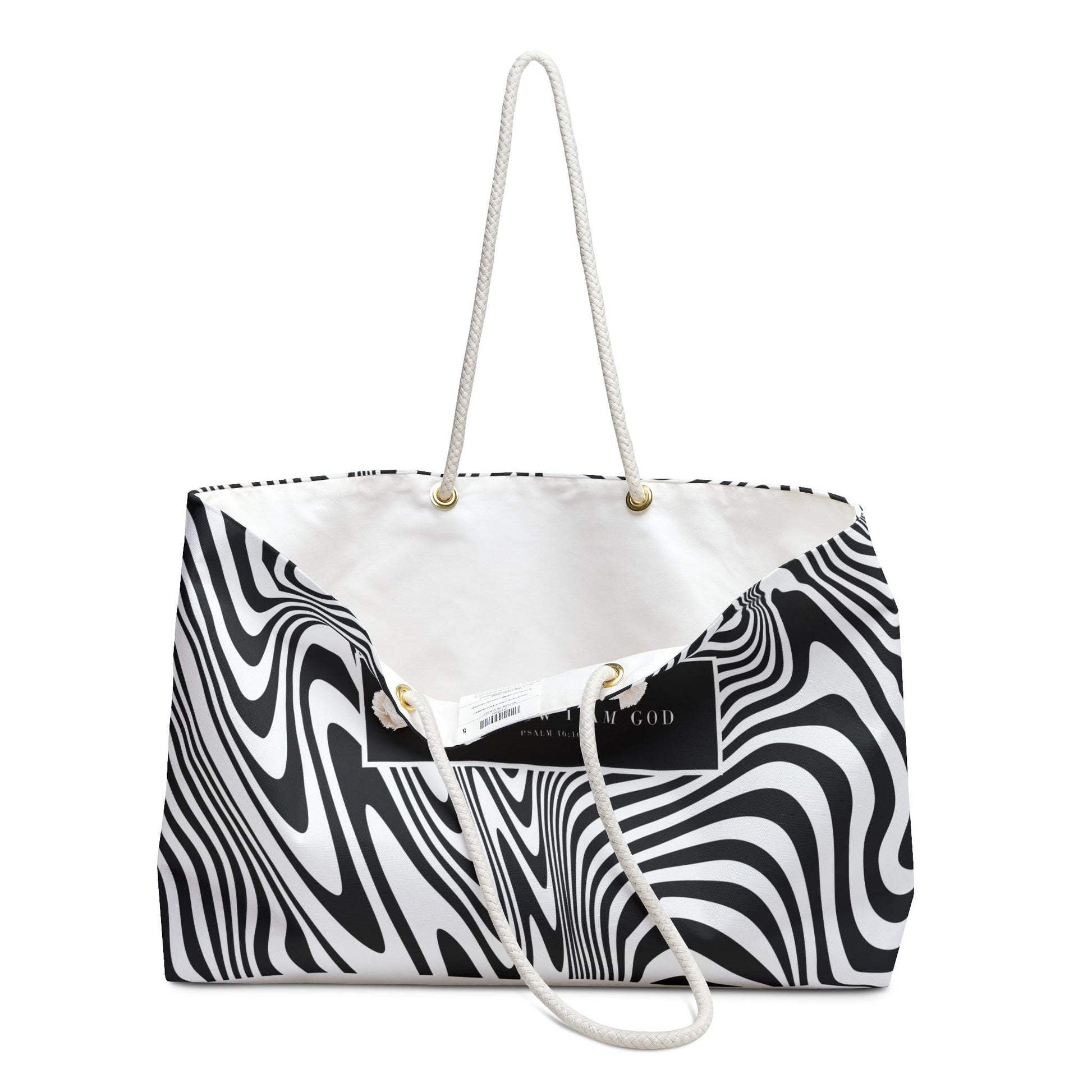 Bold Black and White Zebra Print Weekender Bag, Stylish Weekender Tote Bag, Modern Graphic Design Weekender Tote, Beach Bag, Purse - A Kingdom Lifestyle