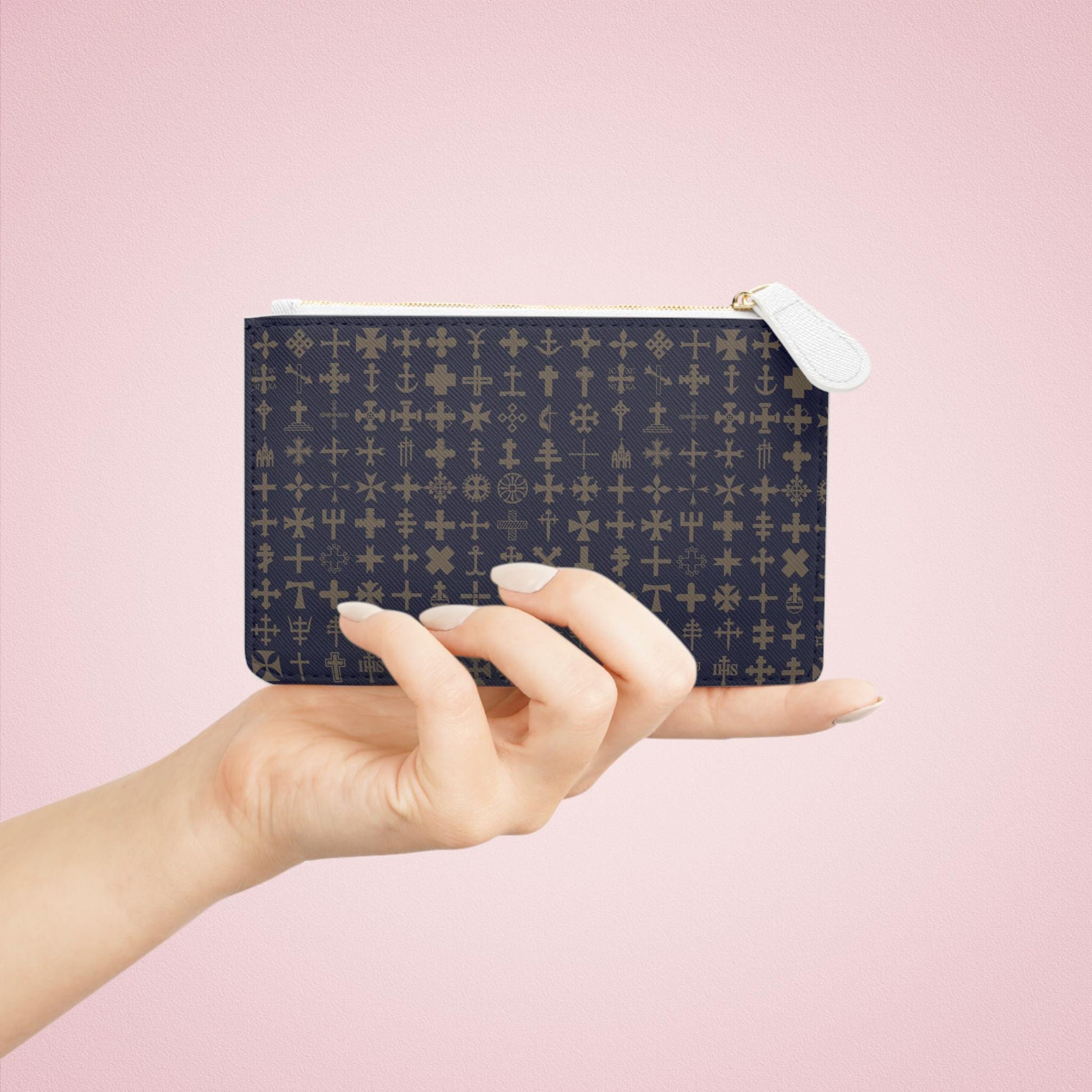 Geometric Gold Print Mini Clutch Bag | Stylish Purse for Everyday Use, Travel Accessory, Gift for Her, Adjustable Storage, Trendy Organizer - A Kingdom Lifestyle