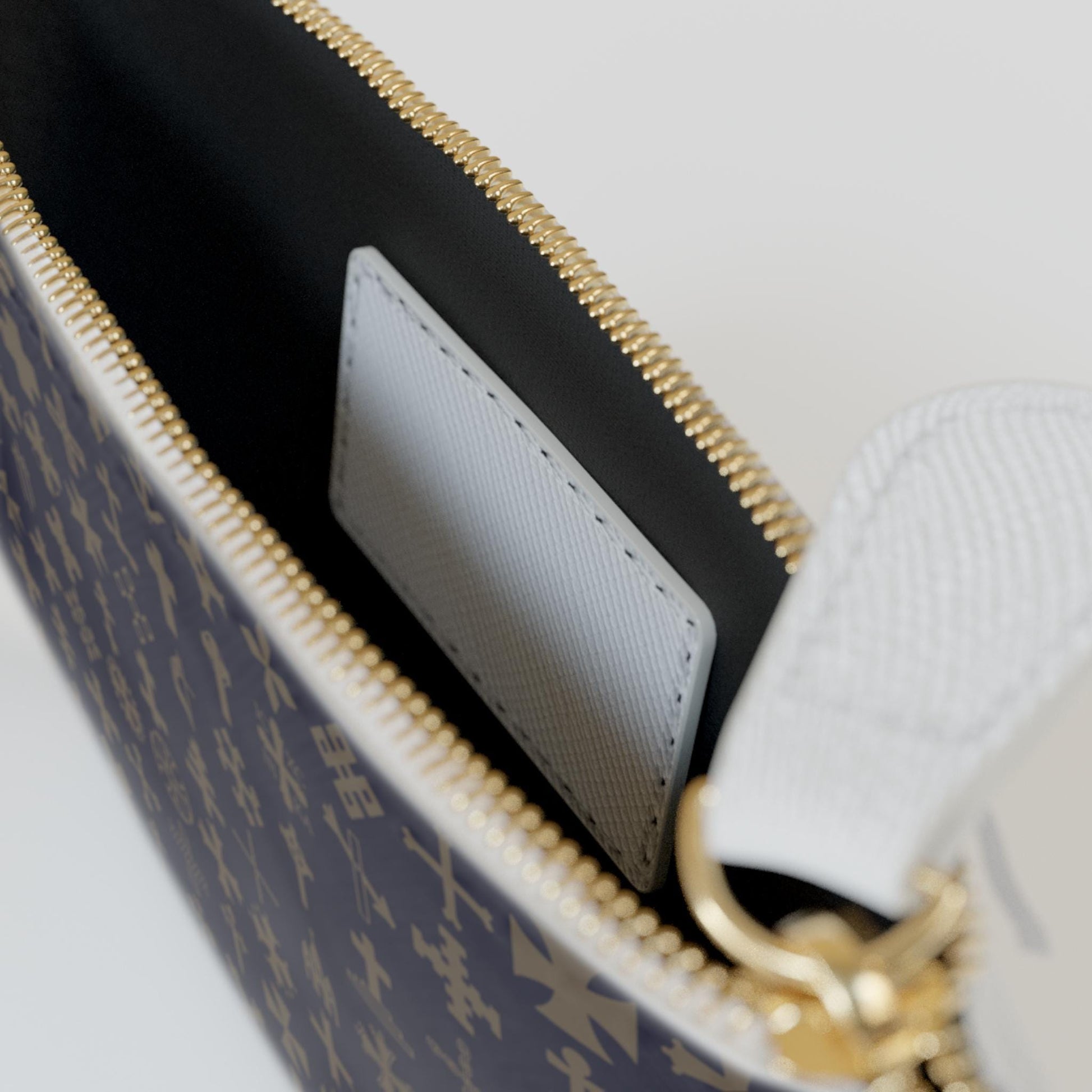 Geometric Gold Print Mini Clutch Bag | Stylish Purse for Everyday Use, Travel Accessory, Gift for Her, Adjustable Storage, Trendy Organizer - A Kingdom Lifestyle