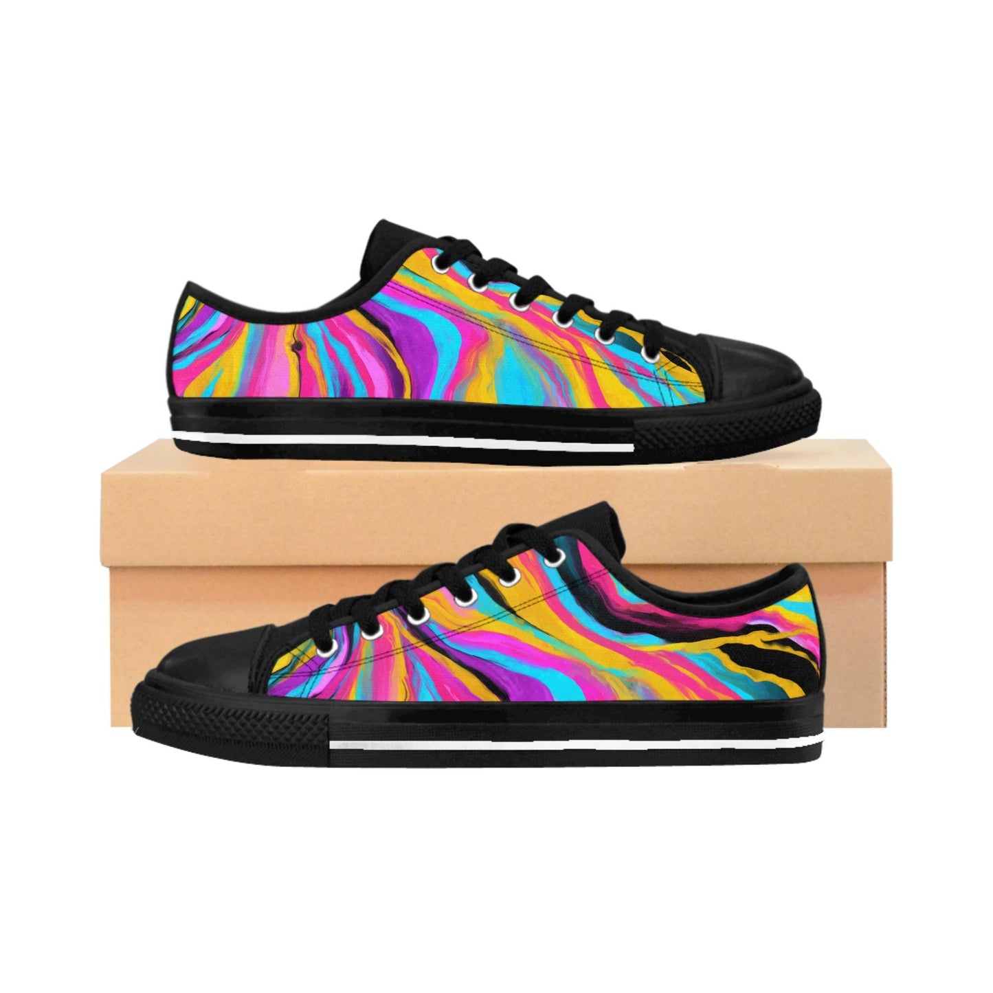 Vibrant One Of A Kind Womens Sneakers Colorful Casual Footwear for Every Occasion, Trendy, Artistic, Gift for Her, Summer Shoes. Limited stock available.