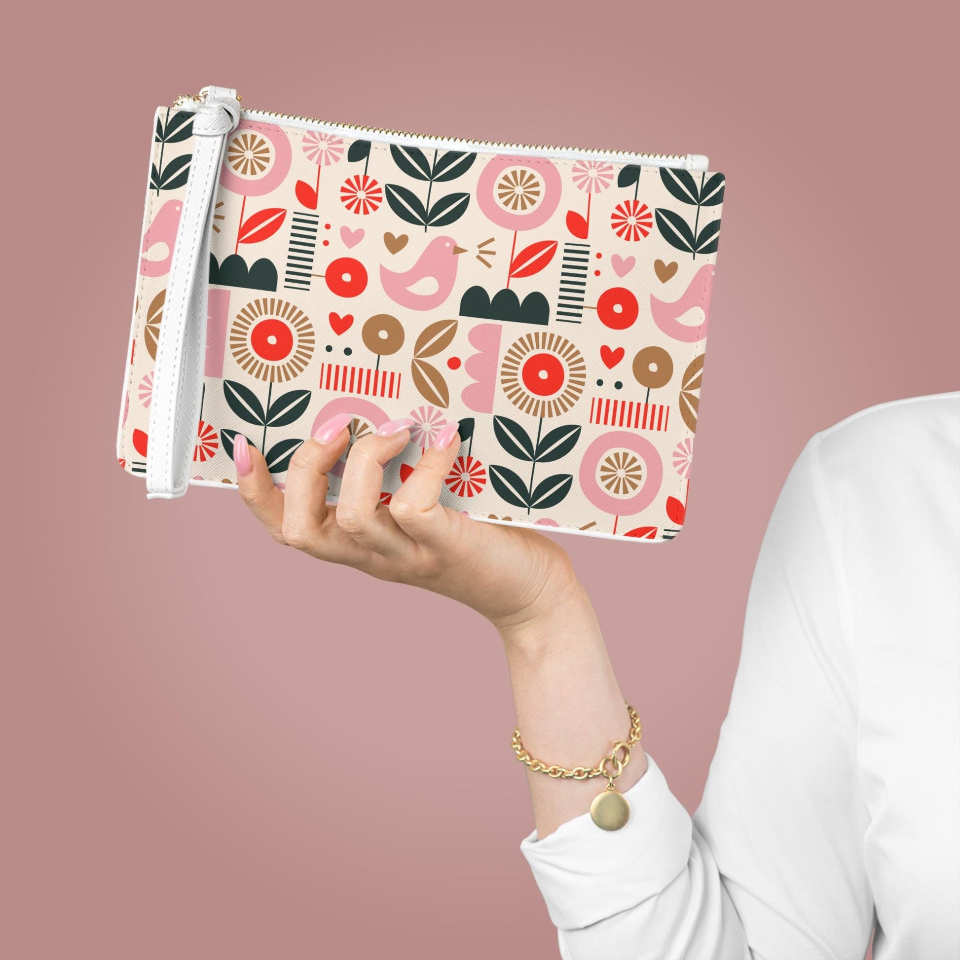 Colorful Spring Floral Clutch Bag, Perfect for Parties, Weddings, and Everyday, Trendy Wristlet, Gift for Her, Cute Evening Purse - A Kingdom Lifestyle