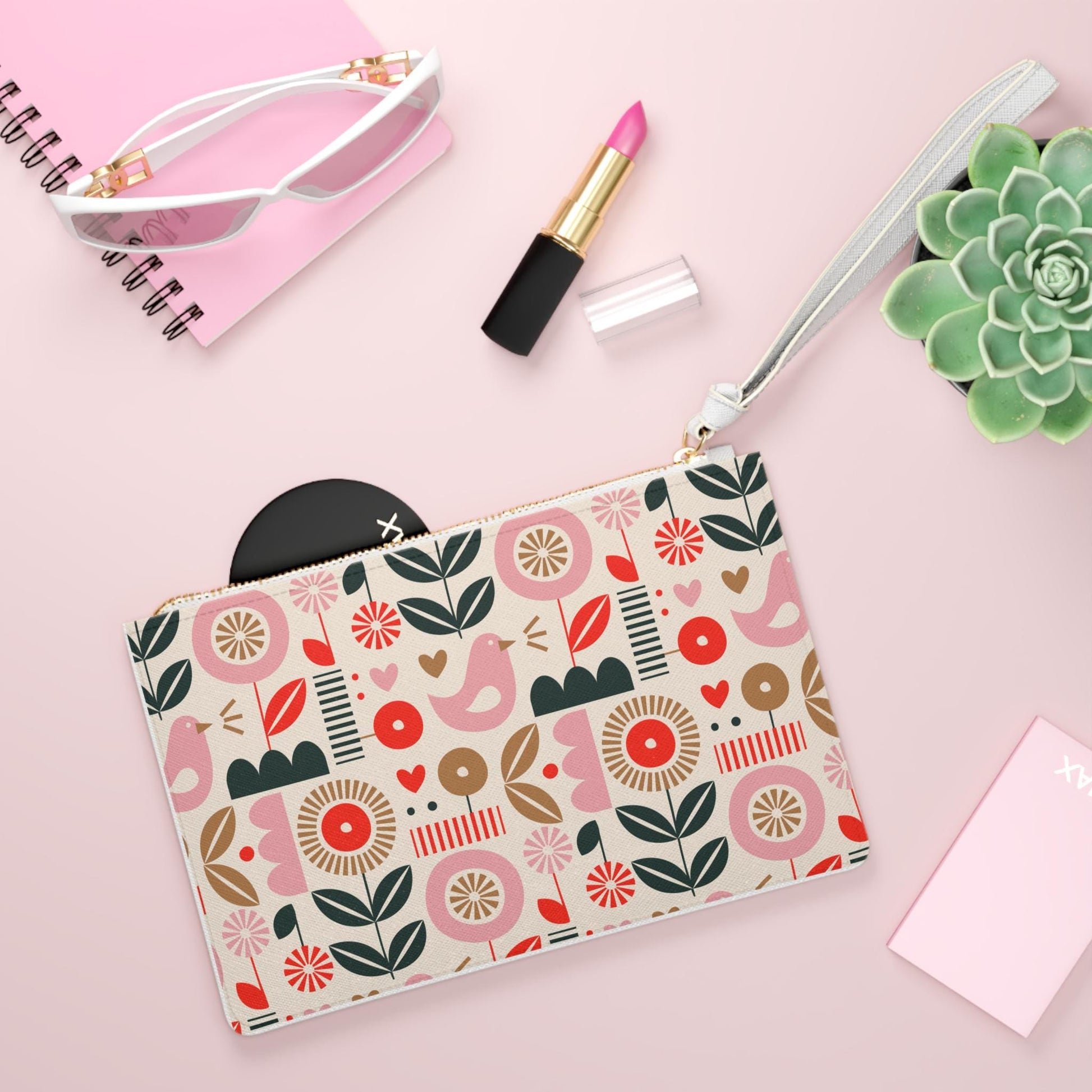 Colorful Spring Floral Clutch Bag, Perfect for Parties, Weddings, and Everyday, Trendy Wristlet, Gift for Her, Cute Evening Purse - A Kingdom Lifestyle