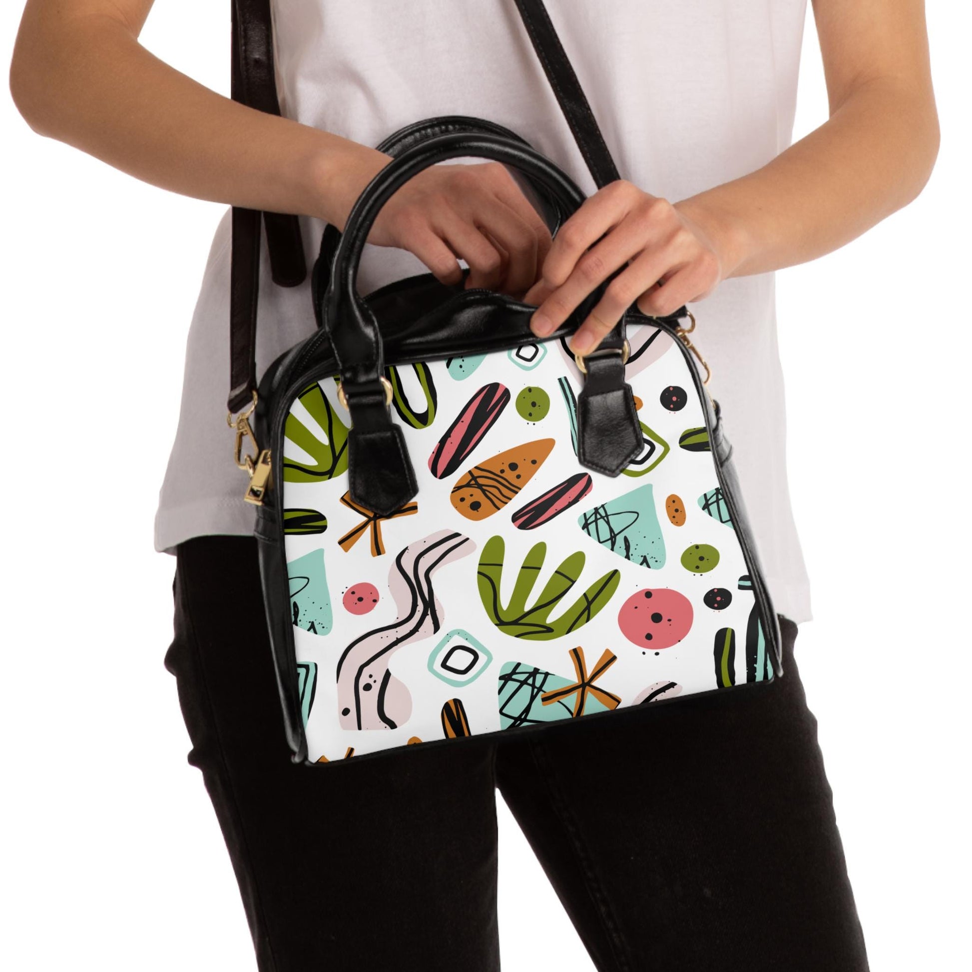 Chic Spring Abstract Art Tote Bag, Colorful Shoulder Handbag for Everyday, Stylish Handbag for Women, Trendy Purse, Unique Art Design - A Kingdom Lifestyle
