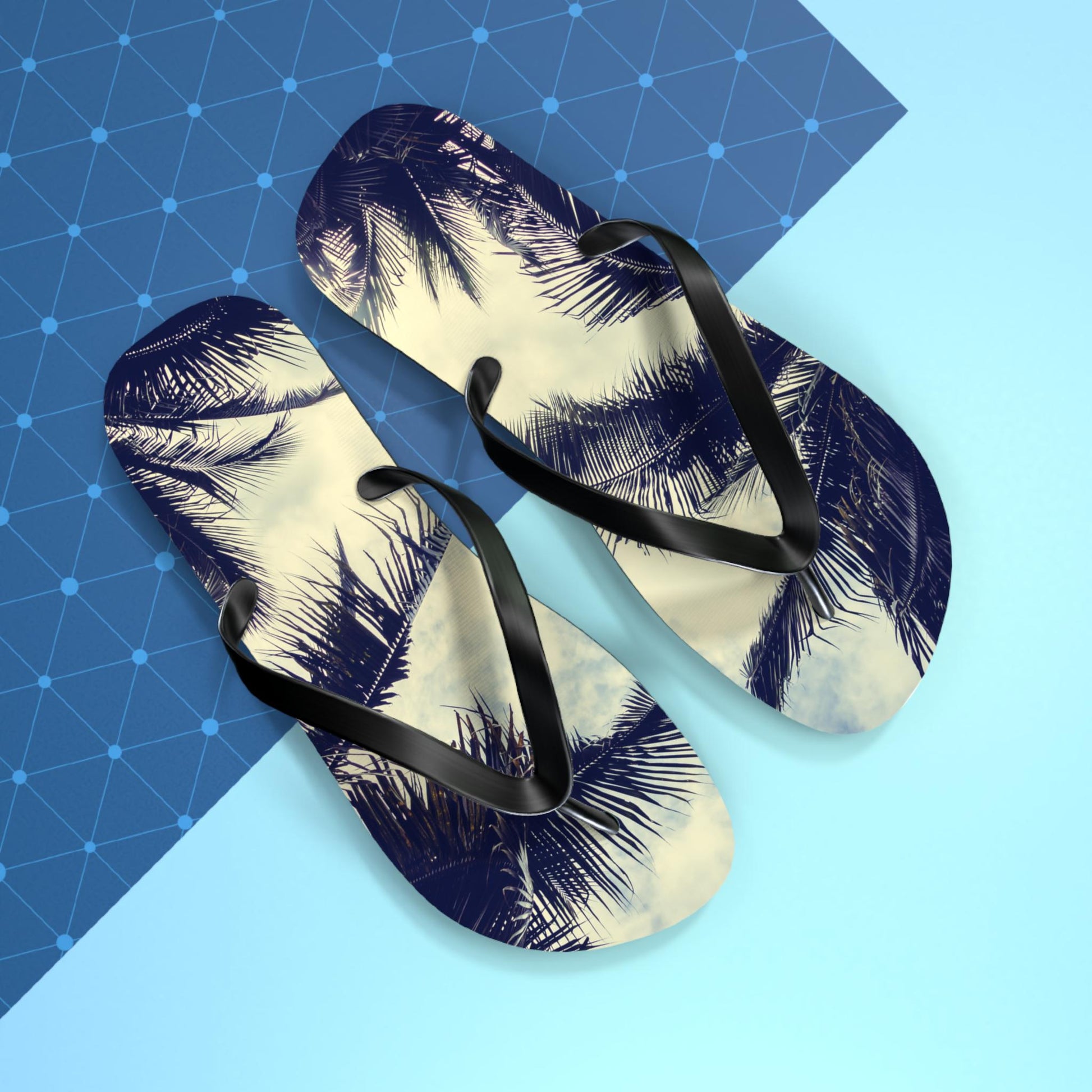 Tropical Palm Flip Flops, Summer Beach Sandals, Vacation Footwear, Poolside Slippers, Travel Essentials - A Kingdom Lifestyle