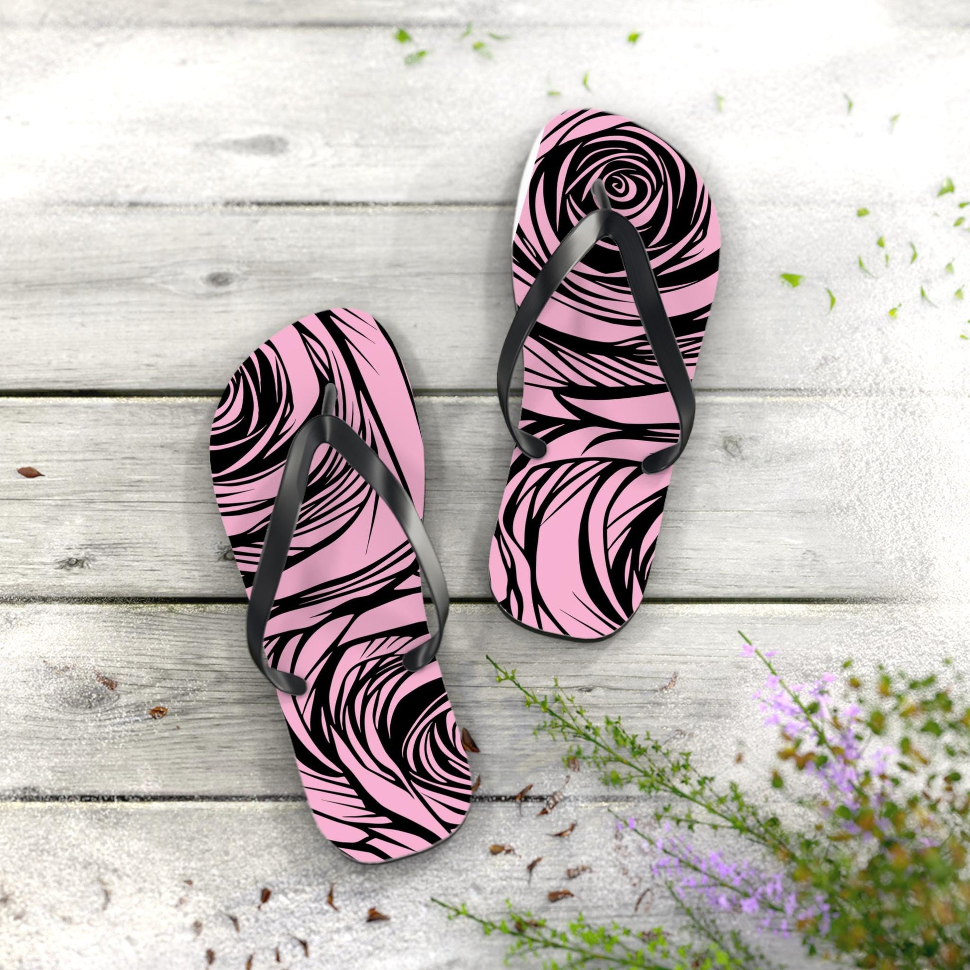 Floral Pattern Flip Flops, Summer Beach Sandals, Vacation Footwear, Outdoor Activities, Gift for Her - A Kingdom Lifestyle