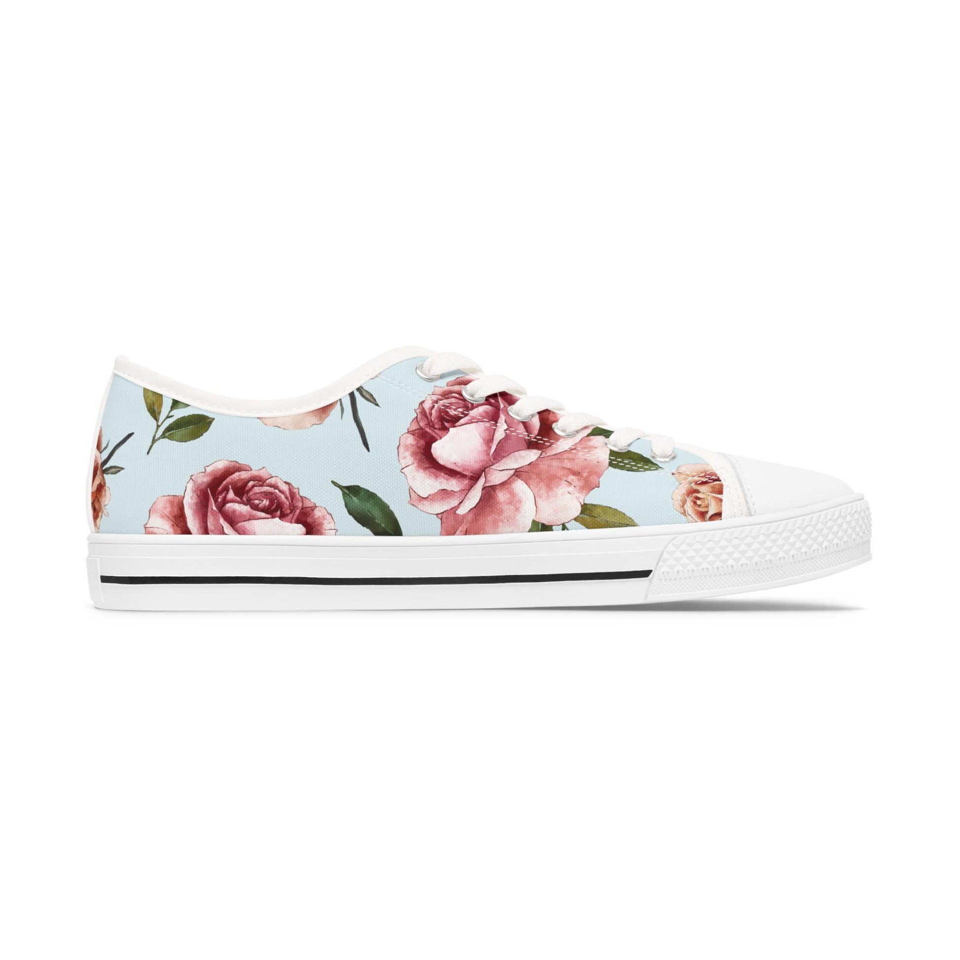 Floral Women's Low Top Sneakers, Stylish Casual Shoes, Unique Spring Fashion, Trendy Floral Sneakers, Perfect Gift for Her - A Kingdom Lifestyle