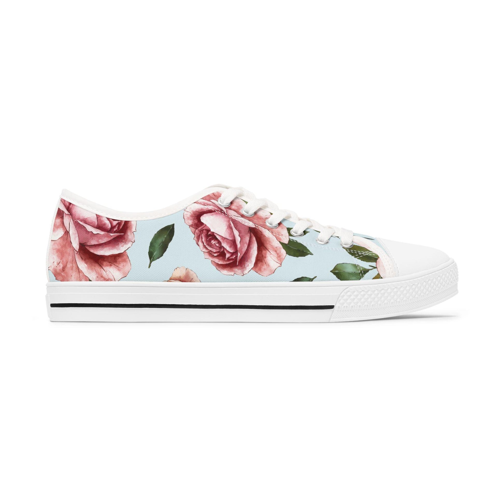 Floral Women's Low Top Sneakers, Stylish Casual Shoes, Unique Spring Fashion, Trendy Floral Sneakers, Perfect Gift for Her - A Kingdom Lifestyle