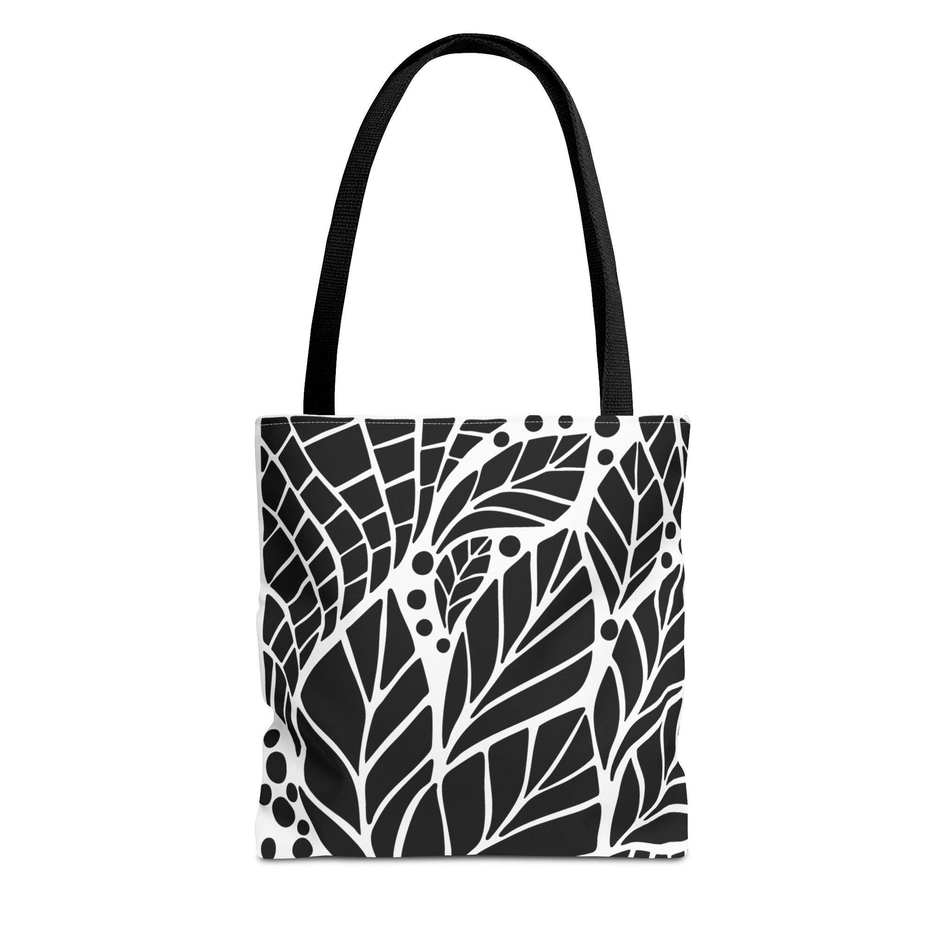 One Of A Kind Boho Leaf Print Tote Bag, Eco-Friendly Shopping Bag, Stylish Beach Tote, Gift for Nature Lovers, Black and White Design - A Kingdom Lifestyle