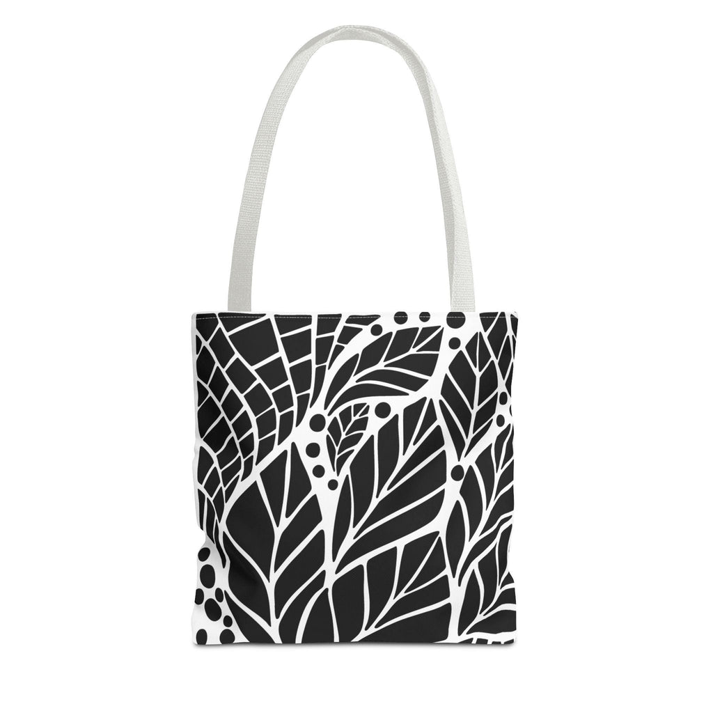 One Of A Kind Boho Leaf Print Tote Bag, Eco-Friendly Shopping Bag, Stylish Beach Tote, Gift for Nature Lovers, Black and White Design - A Kingdom Lifestyle