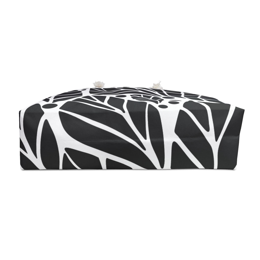 Chic Black & White Weekender Bag, Travel Tote, Beach Bag, Gym Bag, Floral Pattern Carryall, Perfect for Getaways - A Kingdom Lifestyle
