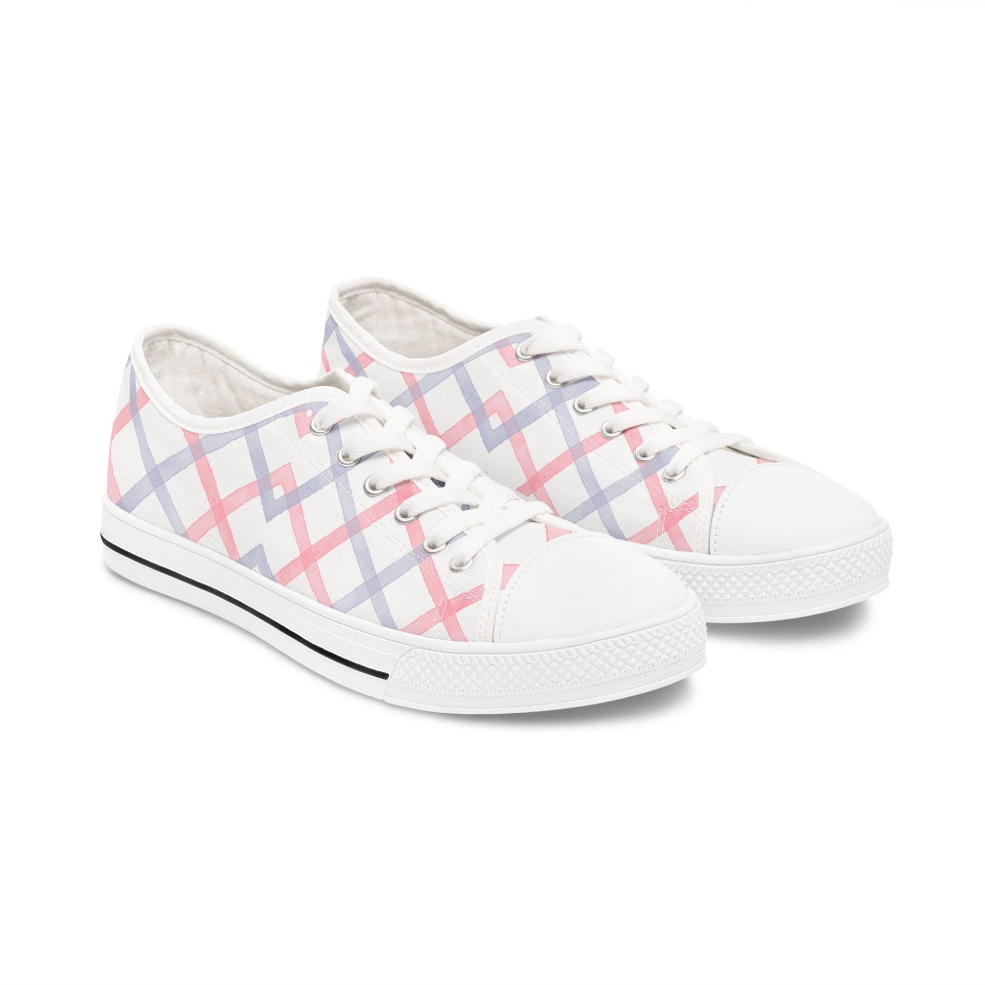 Women's Designer Soft Plaid Low Top Sneakers Womens Converse Sneakers Sneakers For Women Low Top Sneakers Canvas Lace Up Girls Ladies Flat - A Kingdom Lifestyle