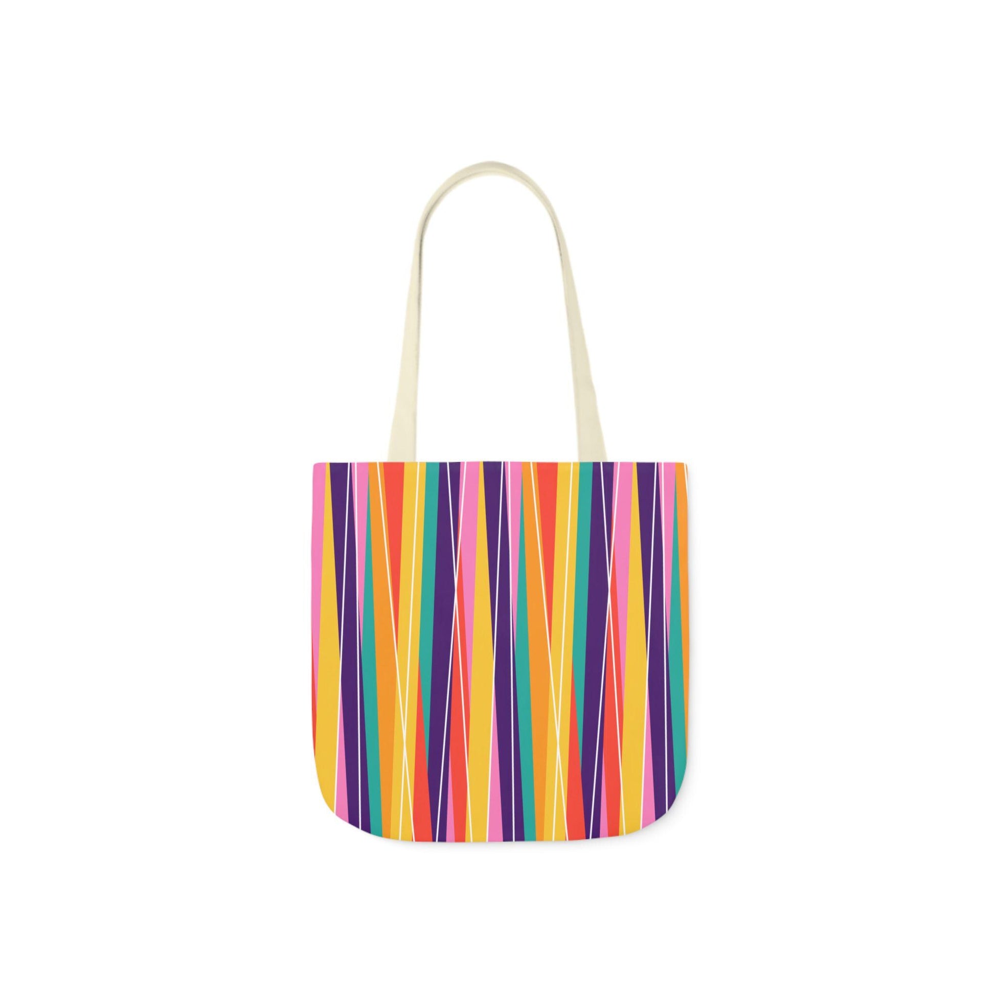 Colorful Striped Canvas Tote Bag, Fun Gift for Beach, Shopping, Travel, Eco-Friendly Bag, Summer Essential, Bright Design - A Kingdom Lifestyle