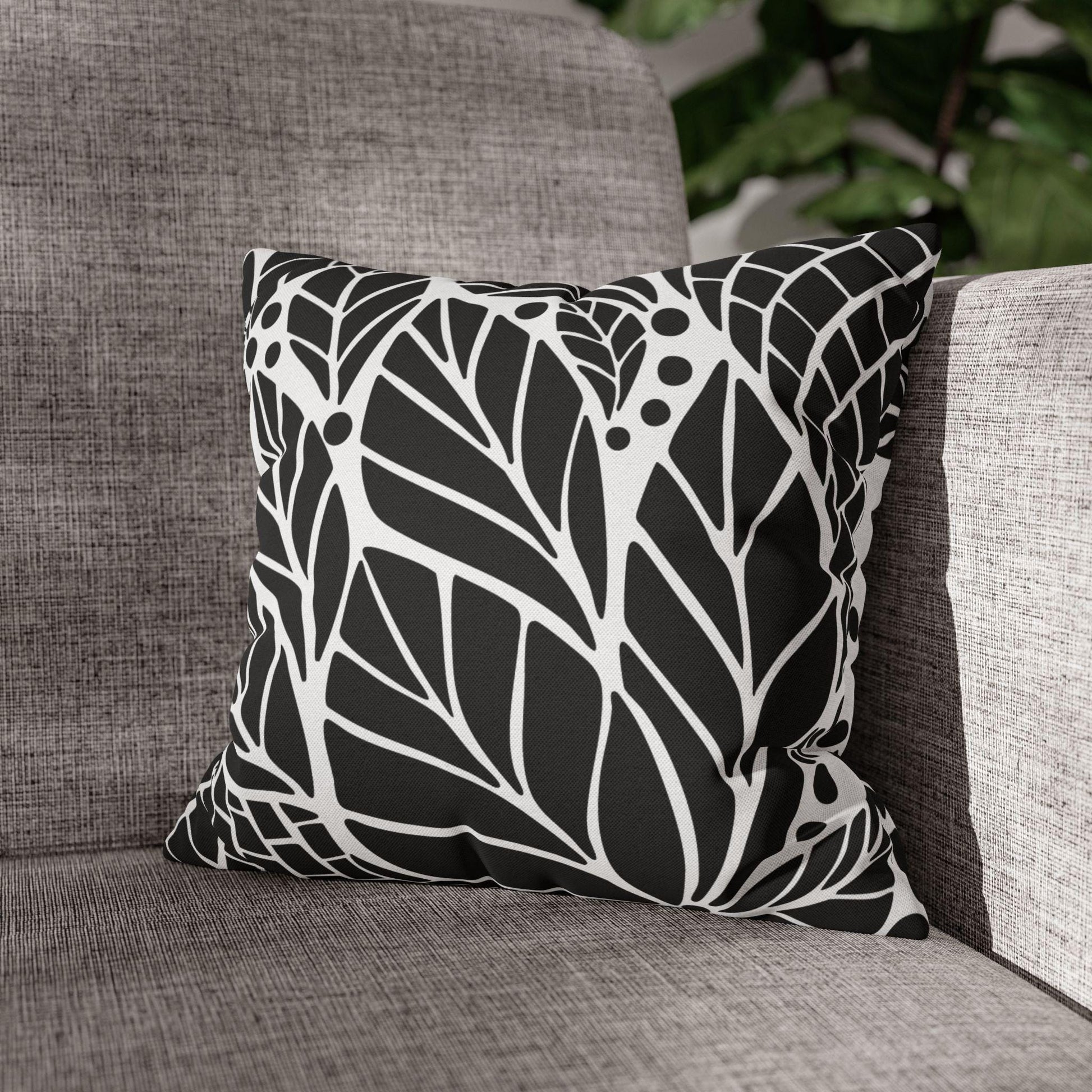 Botanical Leaf Pattern Pillowcase - Cozy Home Decor, Modern Black and White Cushion Cover, Gift for Plant Lovers, Bedroom Accent, Minimalist. Limited stock available. - A Kingdom Lifestyle