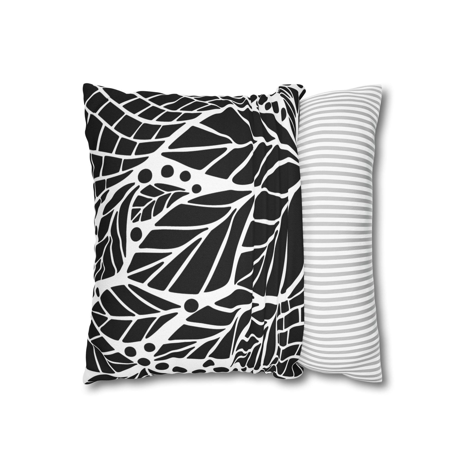 Botanical Leaf Pattern Pillowcase - Cozy Home Decor, Modern Black and White Cushion Cover, Gift for Plant Lovers, Bedroom Accent, Minimalist. Limited stock available. - A Kingdom Lifestyle