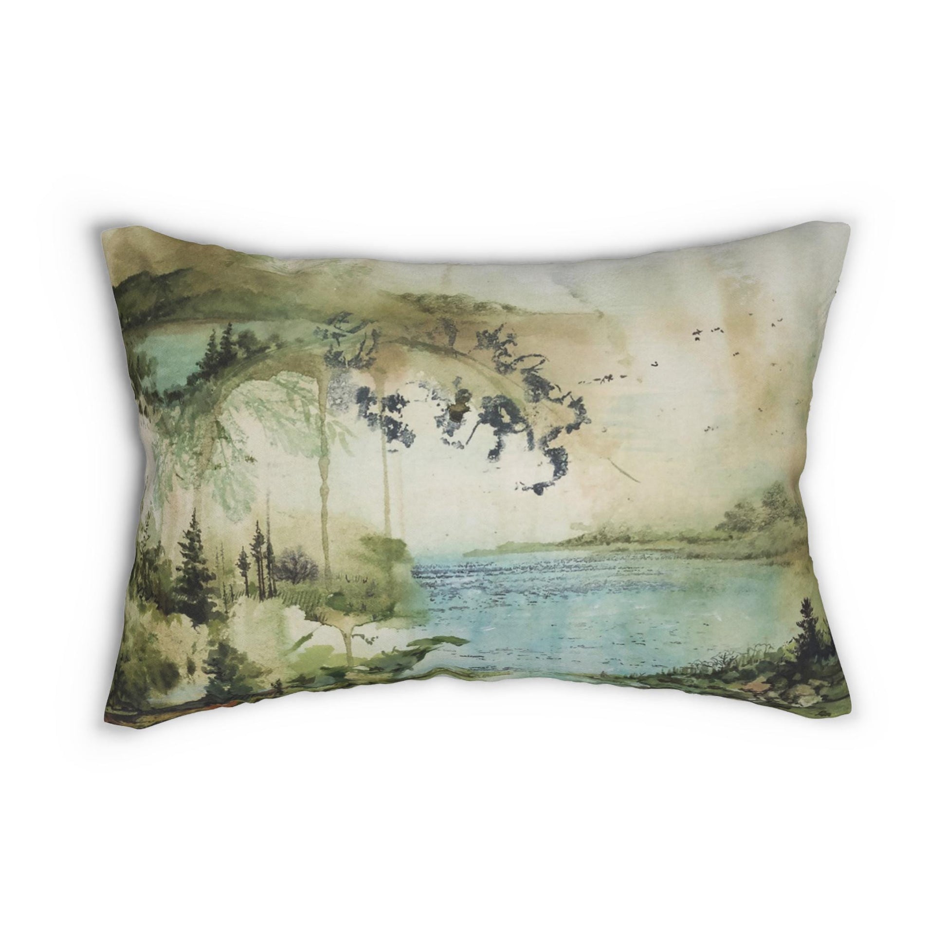 Nature-Inspired Lumbar Pillow, Cozy Home Decor, Living Room Accent, Gift for Nature Lovers, Bohemian Style, Relaxing Atmosphere. Add this statement piece to your collection today! Limited stock available. - A Kingdom Lifestyle