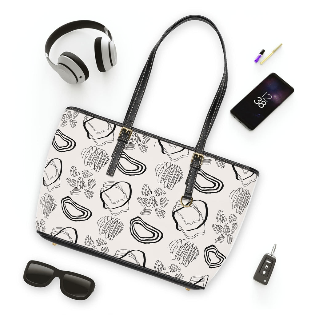 Chic PU Leather Shoulder Bag with Abstract Design, Stylish Handbag, Tote for Daily Outings, Perfect Gift for Her, Trendy Accessory - A Kingdom Lifestyle