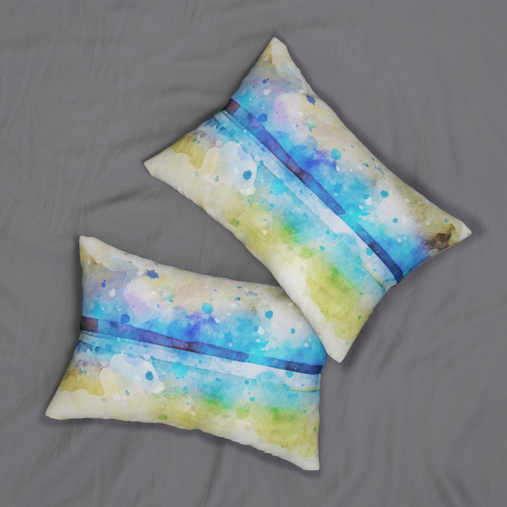 Watercolor Beach Lumbar Pillow, Coastal Decor, Throw Pillow for Living Room, Beach House Gift, Ocean Vibes - A Kingdom Lifestyle