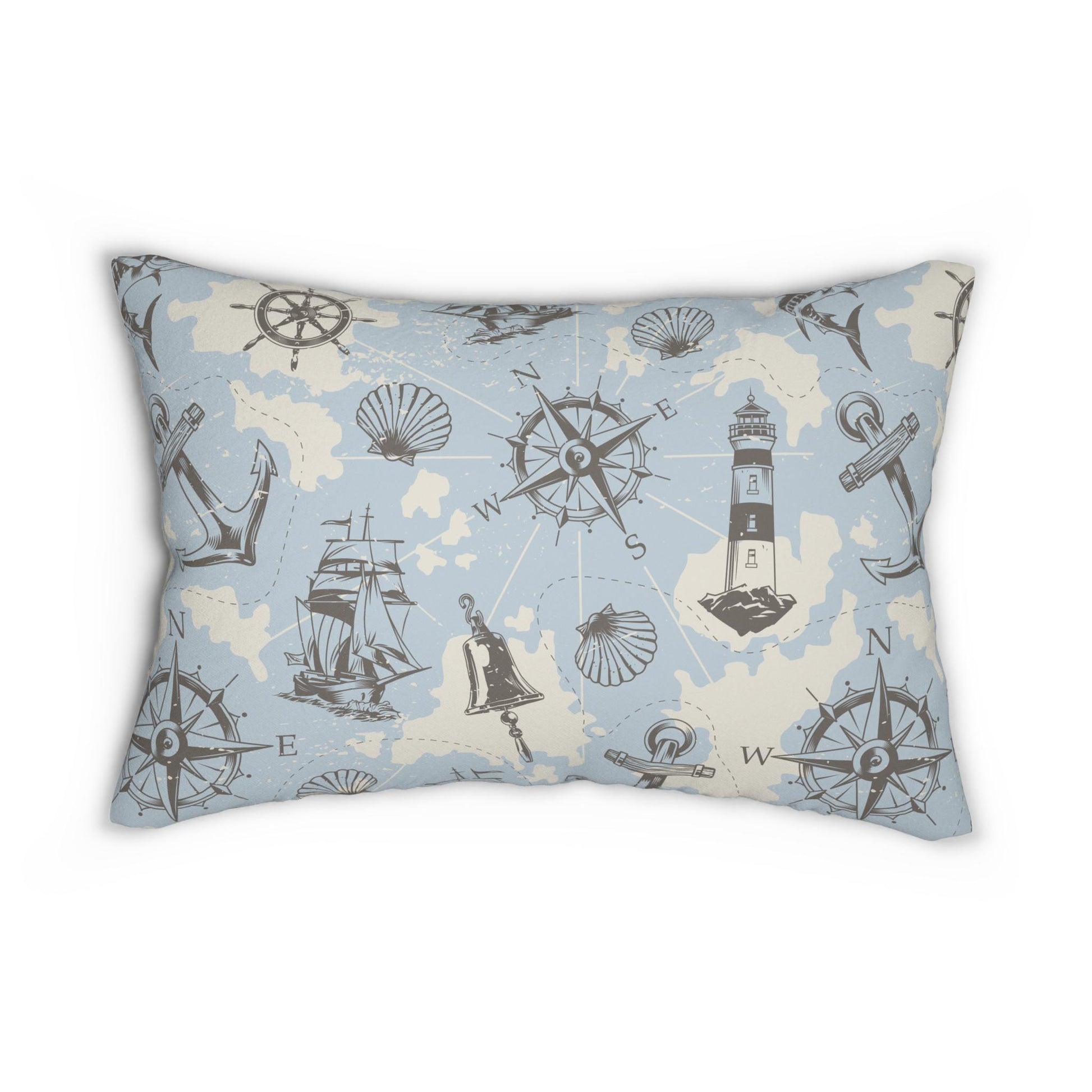 Nautical Spun Polyester Lumbar Pillow, Coastal Decor, Lighthouse & Anchor Design, Perfect for Home or Boat, Gift for Sailors, Summer Vibes - A Kingdom Lifestyle