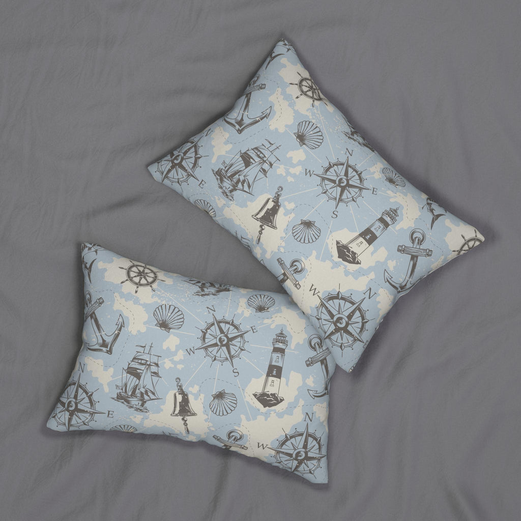 Nautical Spun Polyester Lumbar Pillow, Coastal Decor, Lighthouse & Anchor Design, Perfect for Home or Boat, Gift for Sailors, Summer Vibes - A Kingdom Lifestyle