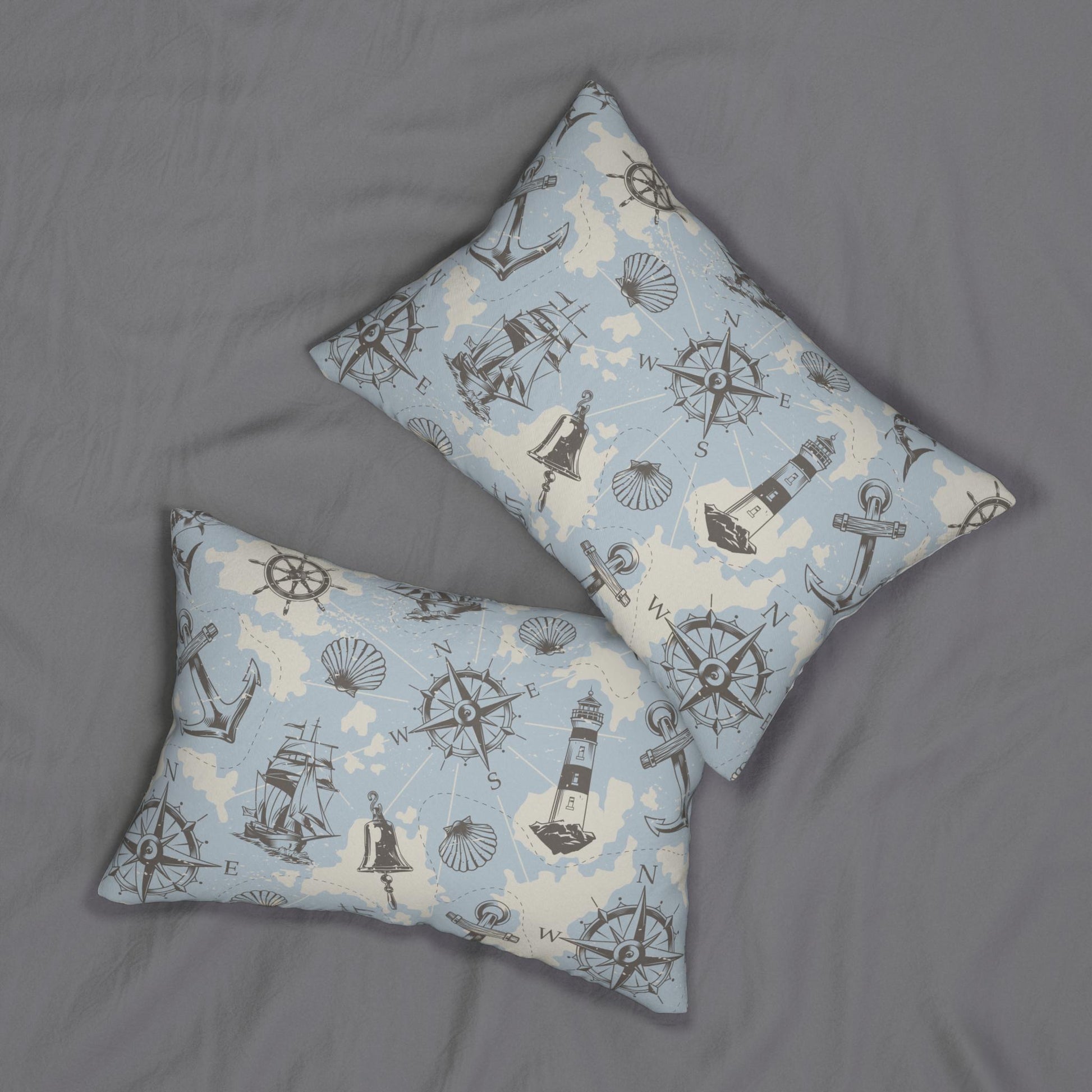 Nautical Spun Polyester Lumbar Pillow, Coastal Decor, Lighthouse & Anchor Design, Perfect for Home or Boat, Gift for Sailors, Summer Vibes - A Kingdom Lifestyle