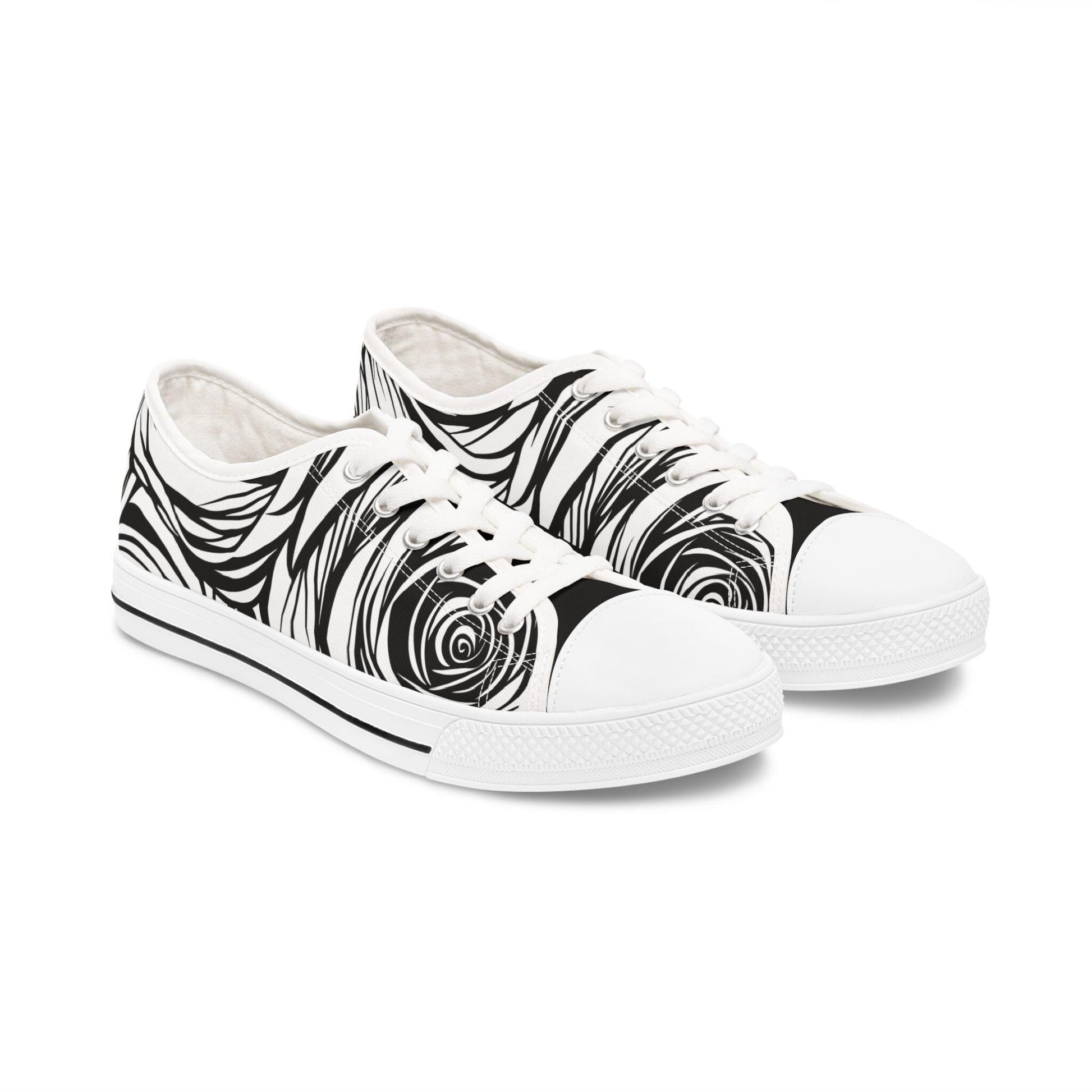 Trendy Women's Low Top Sneakers with Stylish Black Rose Design, Comfortable Casual Footwear, Perfect for Everyday Wear, Gift for Fashion - A Kingdom Lifestyle