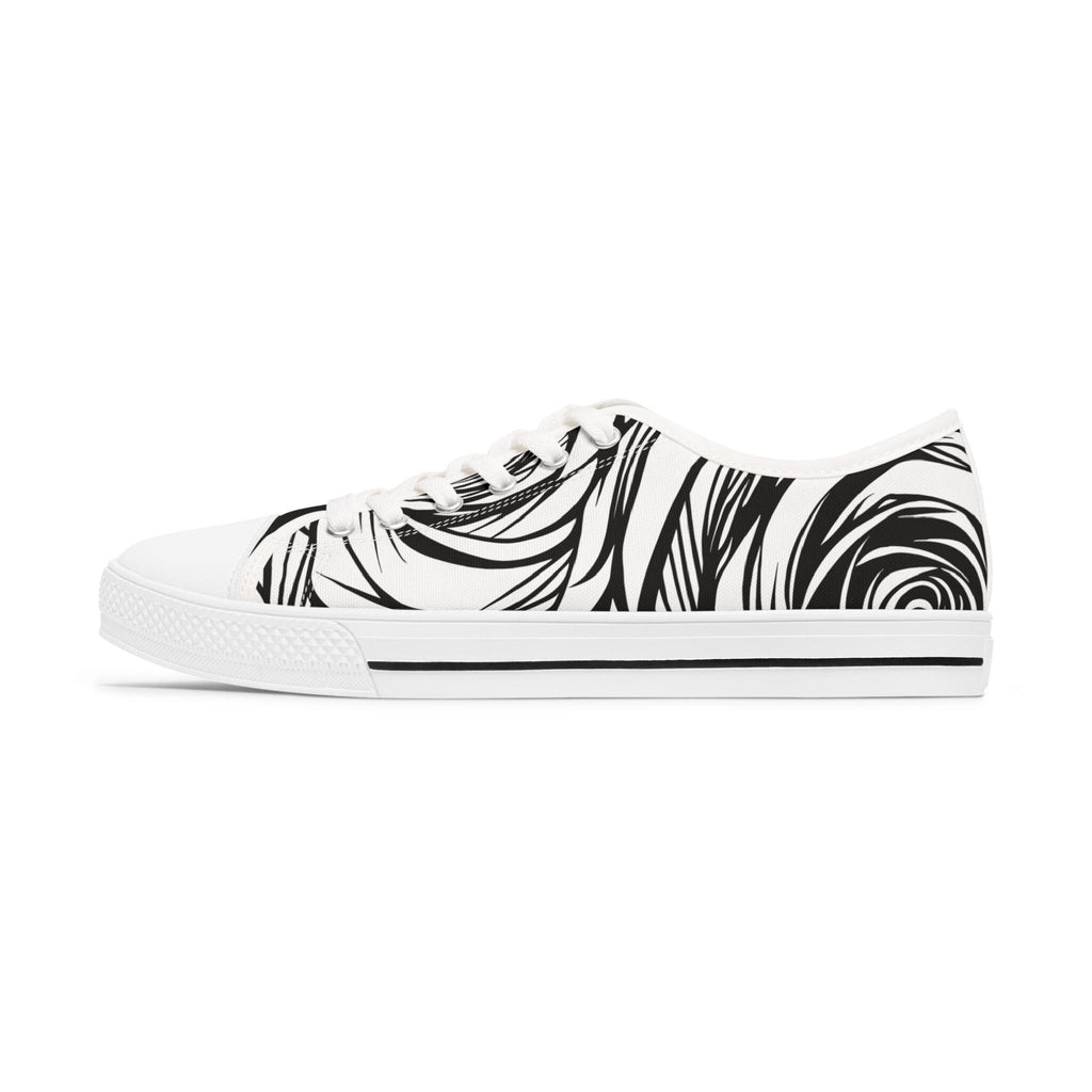Trendy Women's Low Top Sneakers with Stylish Black Rose Design, Comfortable Casual Footwear, Perfect for Everyday Wear, Gift for Fashion - A Kingdom Lifestyle