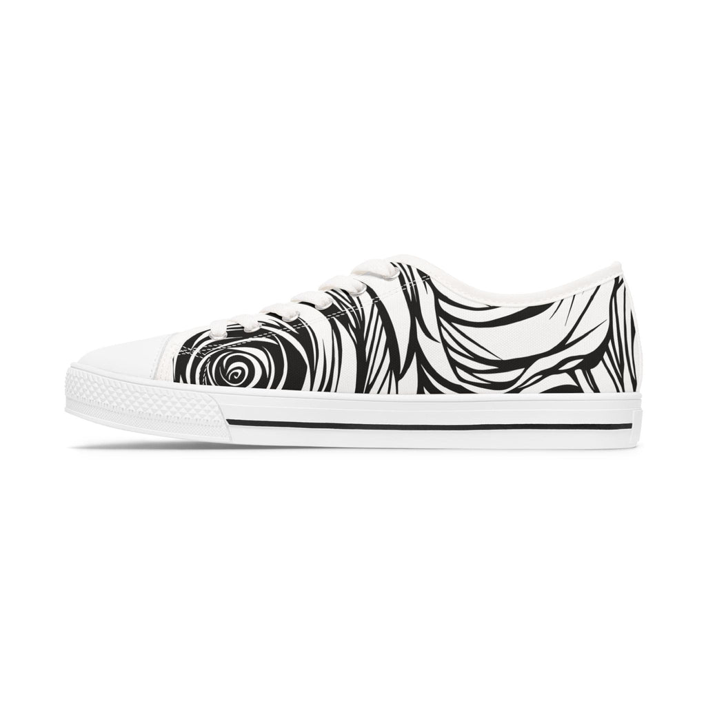 Trendy Women's Low Top Sneakers with Stylish Black Rose Design, Comfortable Casual Footwear, Perfect for Everyday Wear, Gift for Fashion - A Kingdom Lifestyle