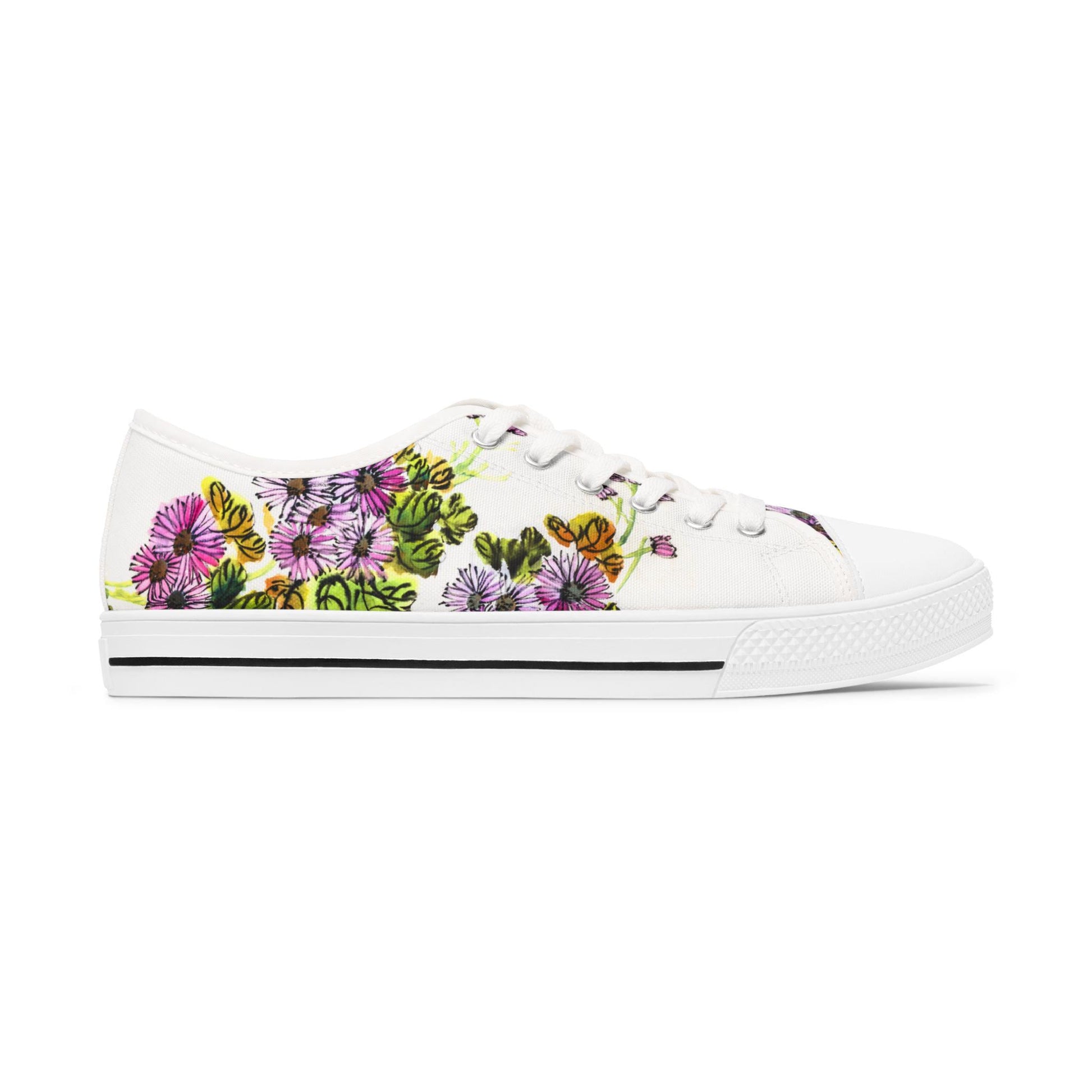 Floral Print Women's Low Top Sneakers, Casual Footwear, Spring Style, Eco-Friendly Gift, Everyday Comfort, Garden Party Shoes. Limited stock available. - A Kingdom Lifestyle