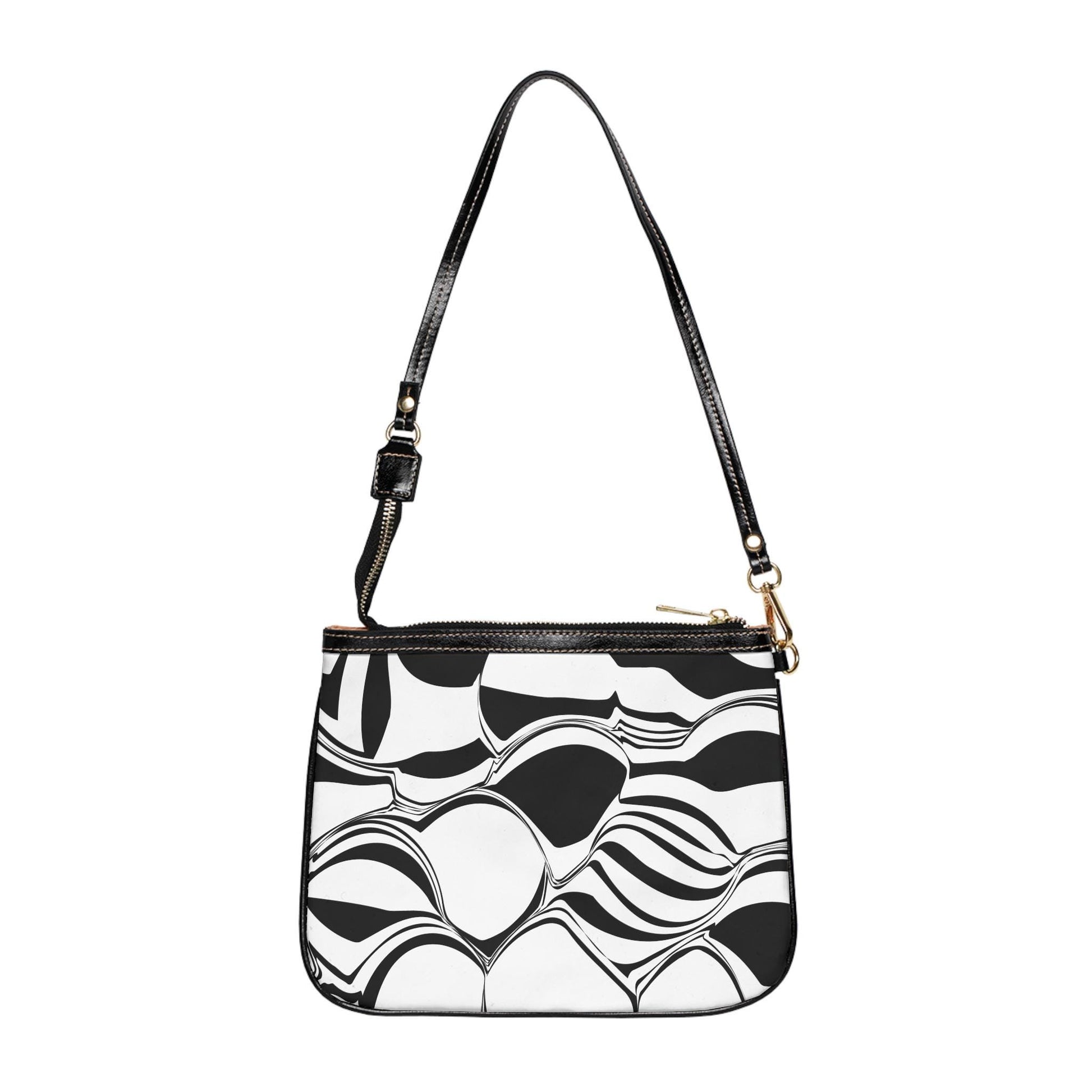 Modern Abstract Chic Black & White Small Shoulder Bag, Fashion Handbag Everyday Purse Minimalist Clutch Stylish Crossbody Bag Perfect Gift - A Kingdom Lifestyle