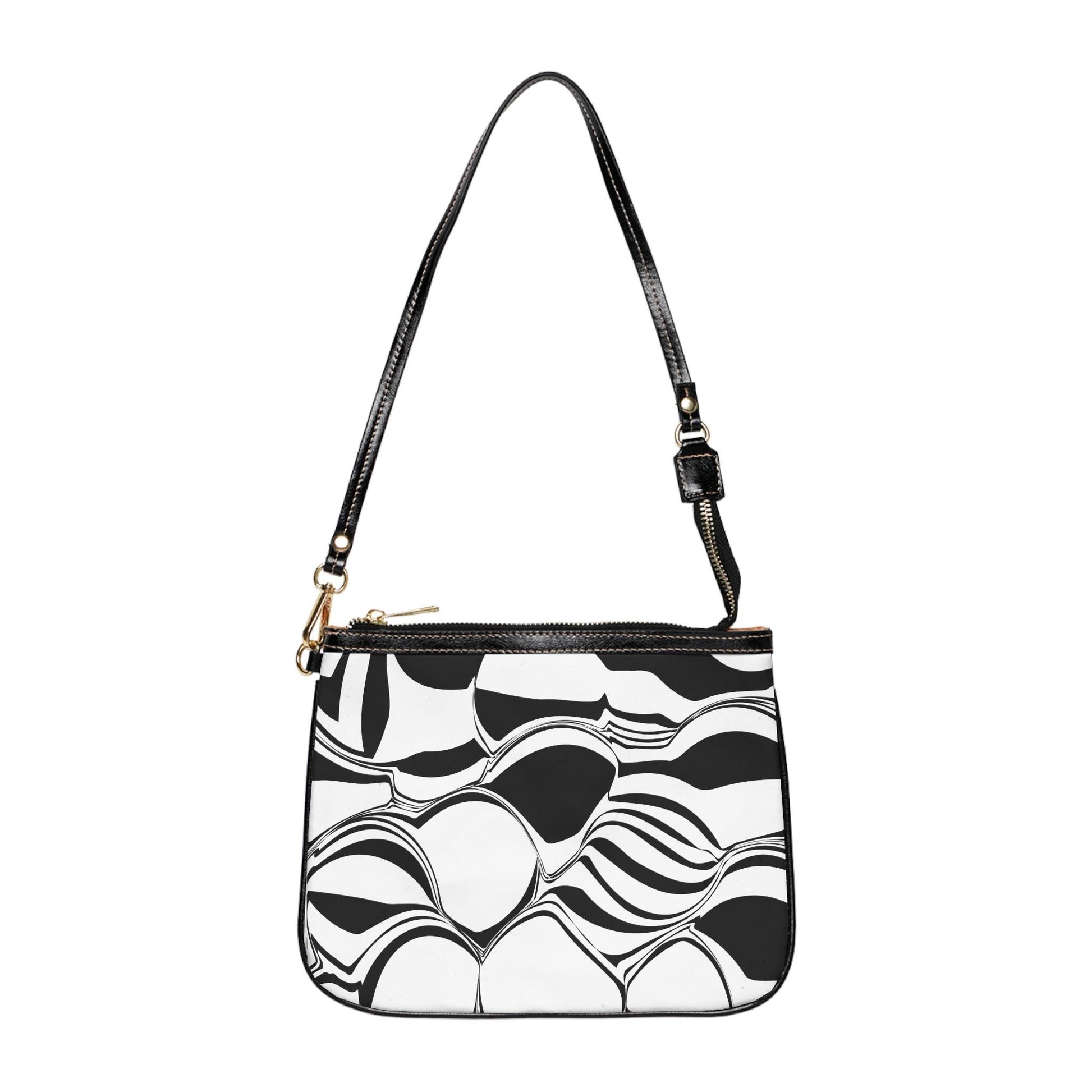 Modern Abstract Chic Black & White Small Shoulder Bag, Fashion Handbag Everyday Purse Minimalist Clutch Stylish Crossbody Bag Perfect Gift - A Kingdom Lifestyle