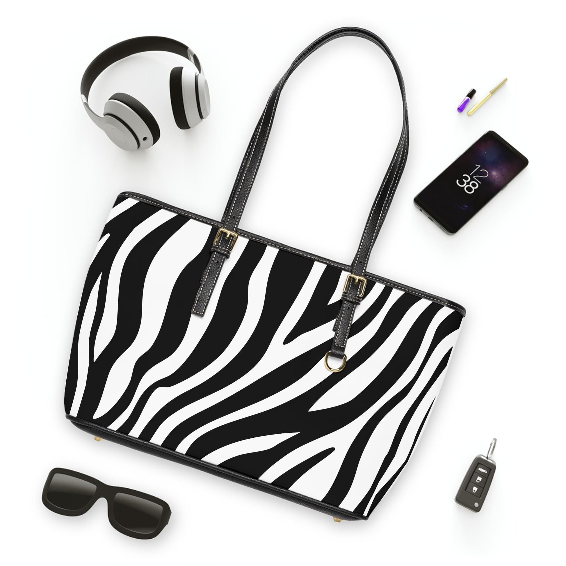 Trendy Zebra Print PU Leather Shoulder Bag, Fashion Tote, Chic Handbag, Everyday Use, Gift for Animal Lovers, Stylish Accessory - A Kingdom Lifestyle