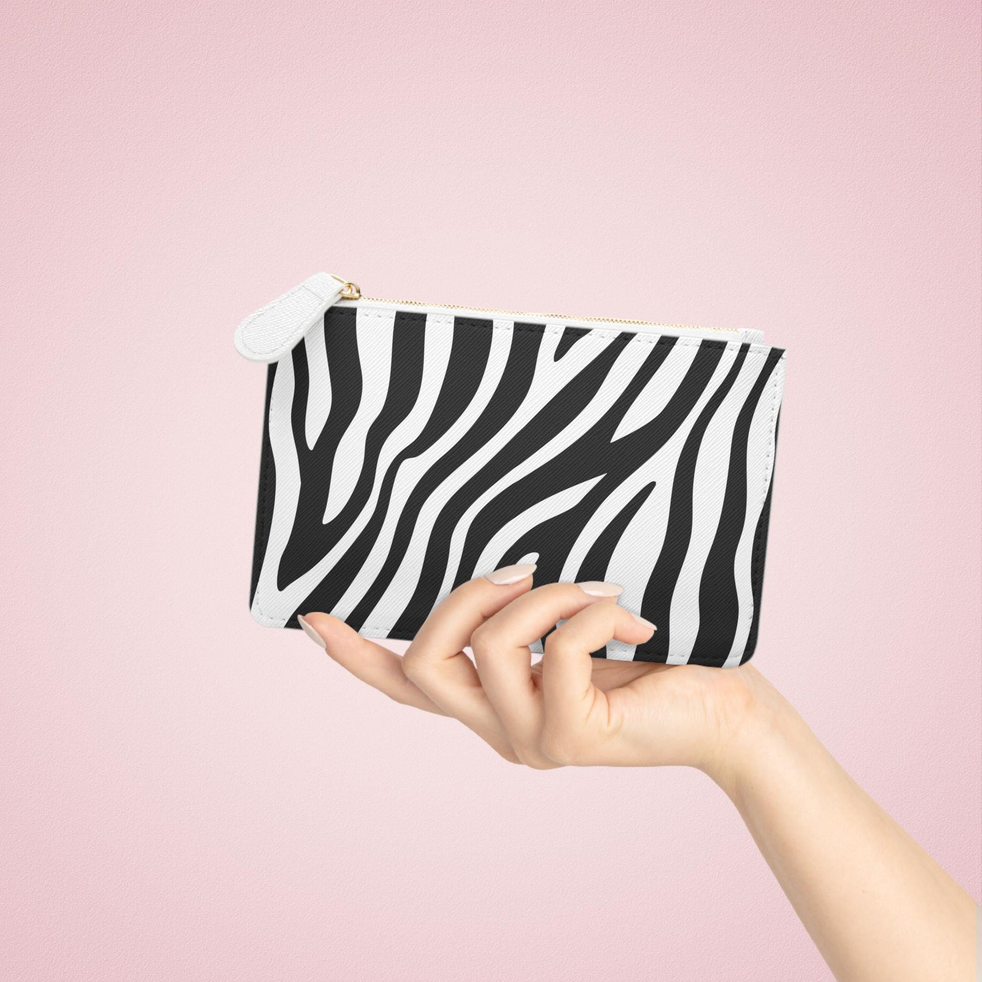 Zebra Print Mini Clutch Bag, Chic Zebra Accessory for Women, Designer Purse, Gift for Her, Travel Cosmetic Pouch, Fashion Statement - A Kingdom Lifestyle