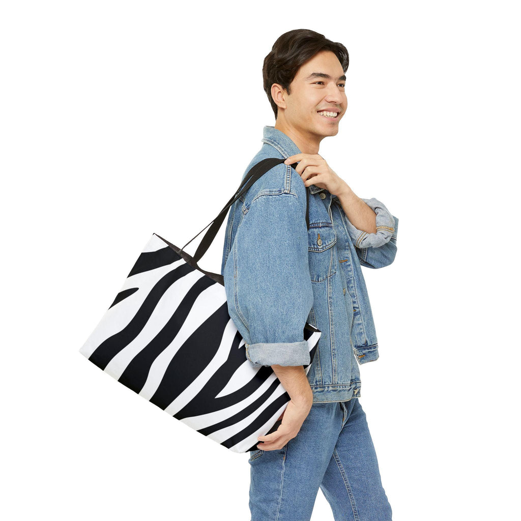 Stylish Zebra Print Weekender Tote Bag, Travel Bag, Beach Bag, Overnight Bag, Durable Weekend Accessory - A Kingdom Lifestyle