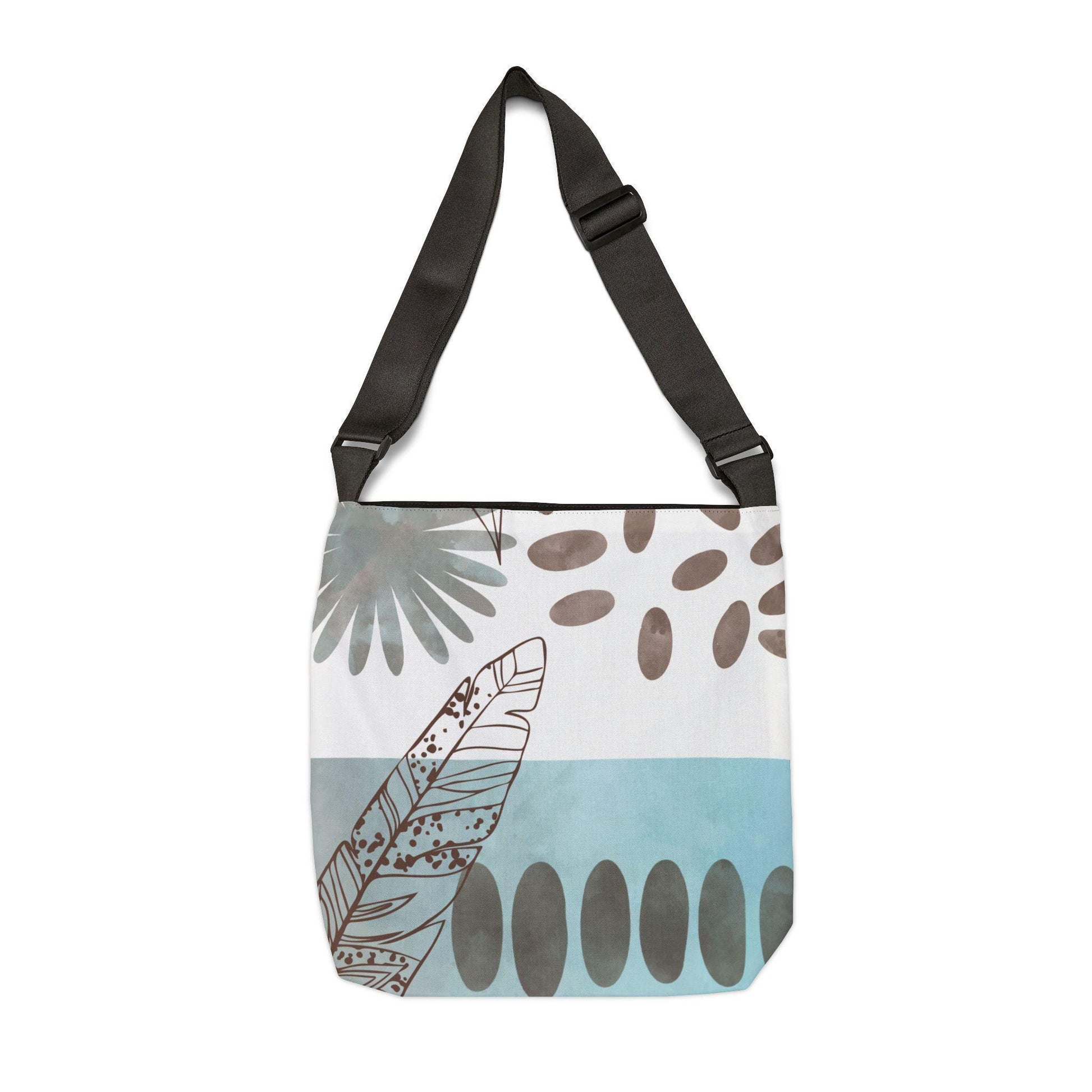 Boho Modern Turquoise Print Chic Adjustable Tote Bag Perfect for Eco-Friendly Shopping, Beach Days, Travel, and Everyday Essentials - A Kingdom Lifestyle