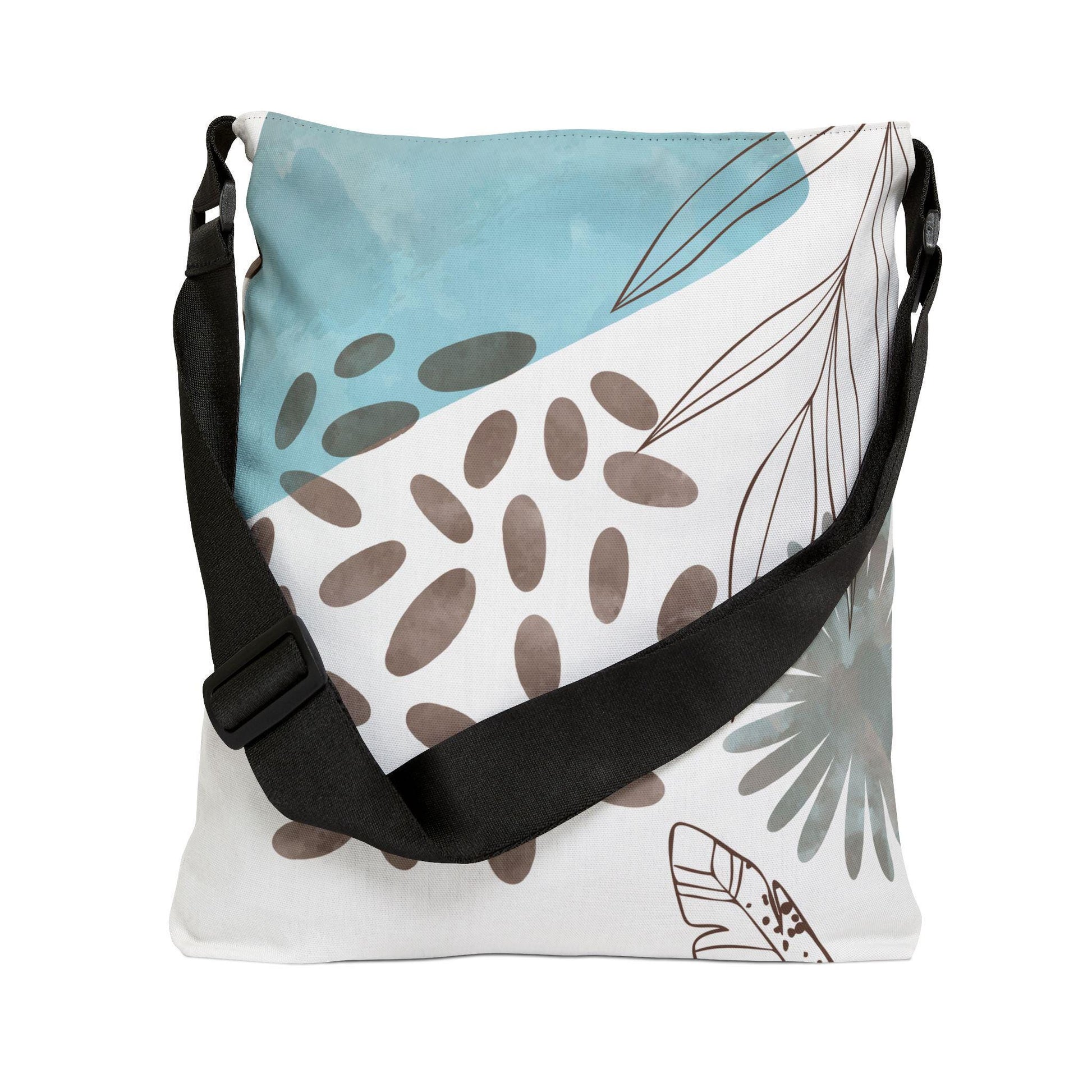 Boho Modern Turquoise Print Chic Adjustable Tote Bag Perfect for Eco-Friendly Shopping, Beach Days, Travel, and Everyday Essentials - A Kingdom Lifestyle