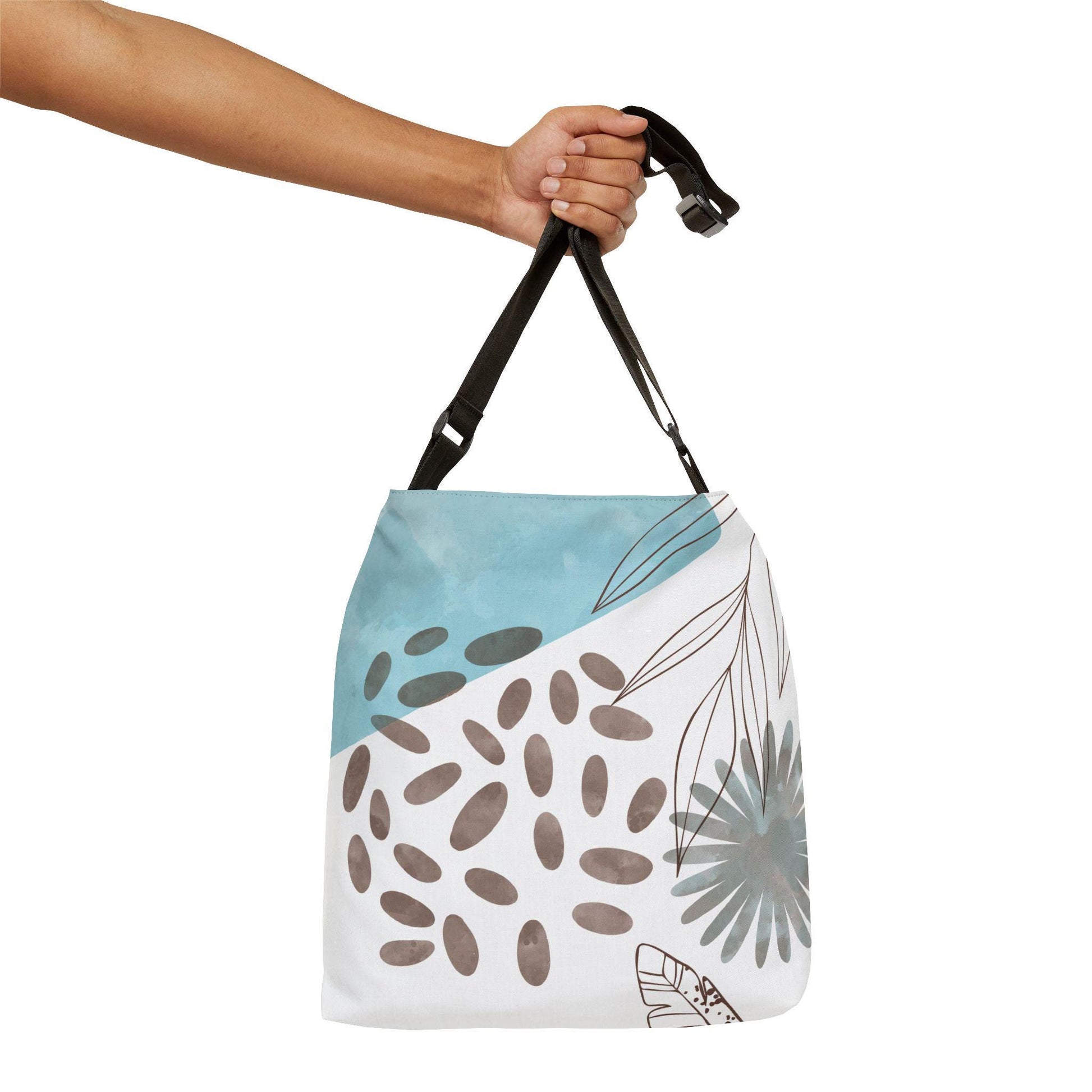 Boho Modern Turquoise Print Chic Adjustable Tote Bag Perfect for Eco-Friendly Shopping, Beach Days, Travel, and Everyday Essentials - A Kingdom Lifestyle