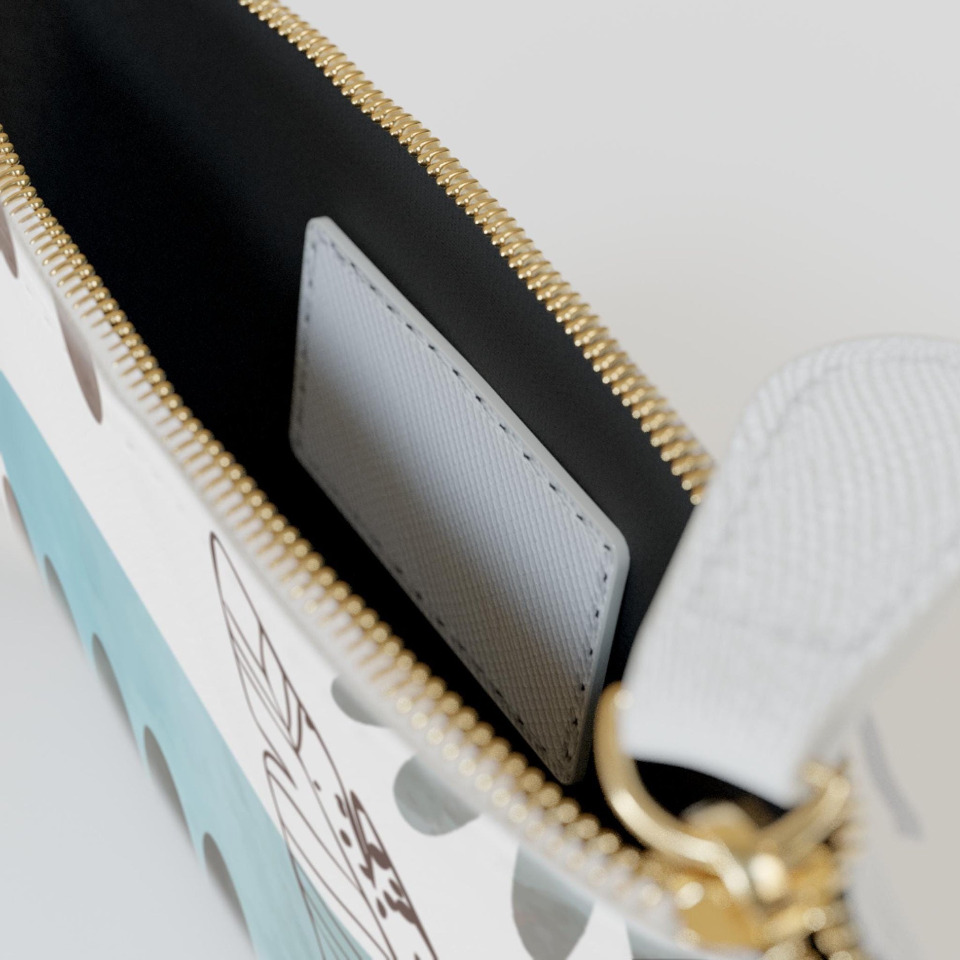 Modern Turquosie Print Boho Chic Mini Clutch Bag, Stylish Wallet for Women, Perfect for Travel, Makeup, Gifts, Floral Design Zipper Pouch - A Kingdom Lifestyle
