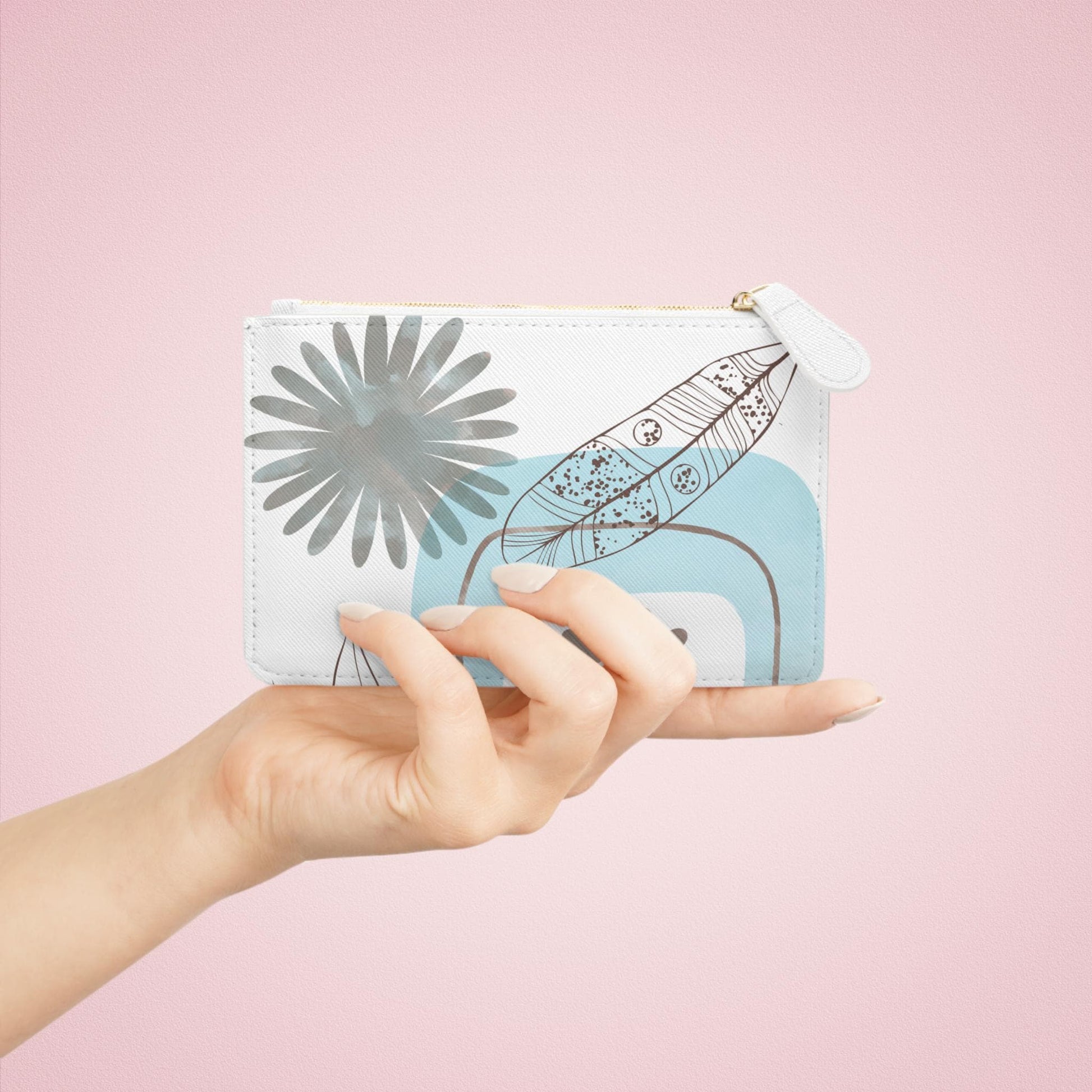 Modern Turquosie Print Mini Clutch Bag, Stylish Handbag, Travel Accessory, Gift for Her, Eco-Friendly Pouch, Festival Bag, Everyday Use - A Kingdom Lifestyle