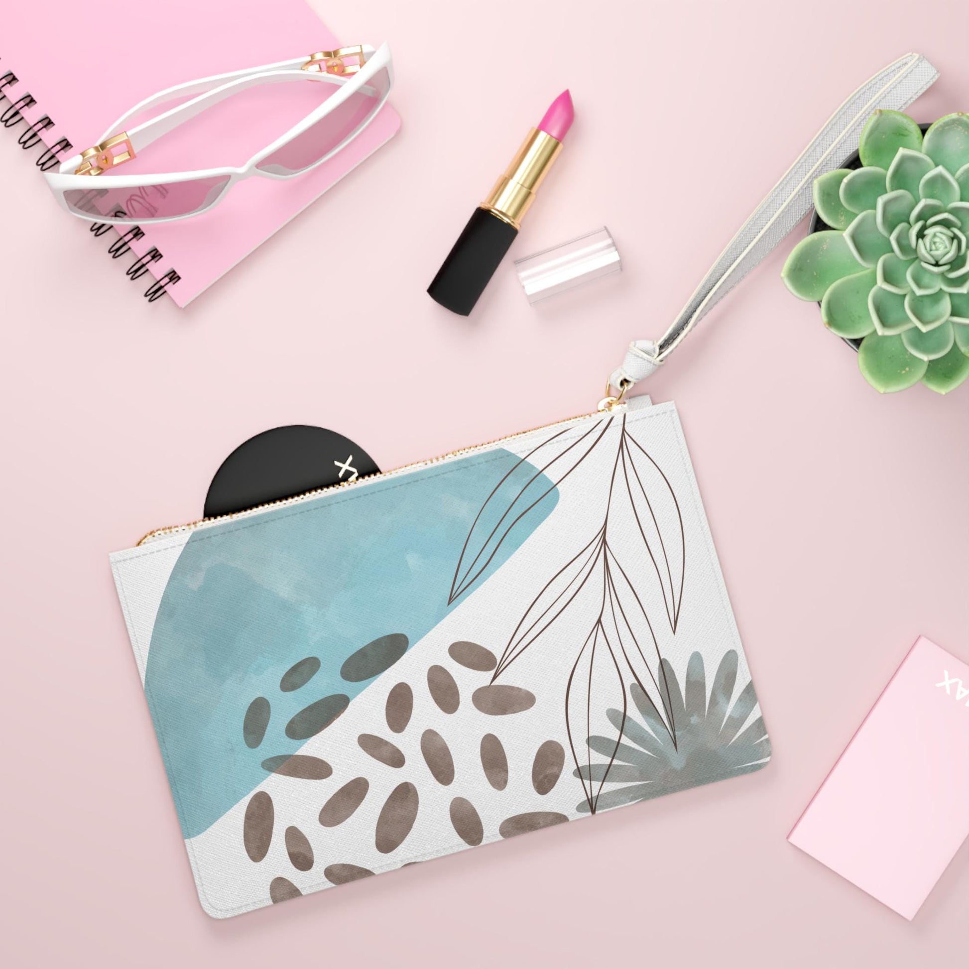 Modern Turquosie Print Minimalist Clutch Bag Stylish Purse for Women Ideal for Events or Everyday Use Perfect Gift, Artistically Designed - A Kingdom Lifestyle